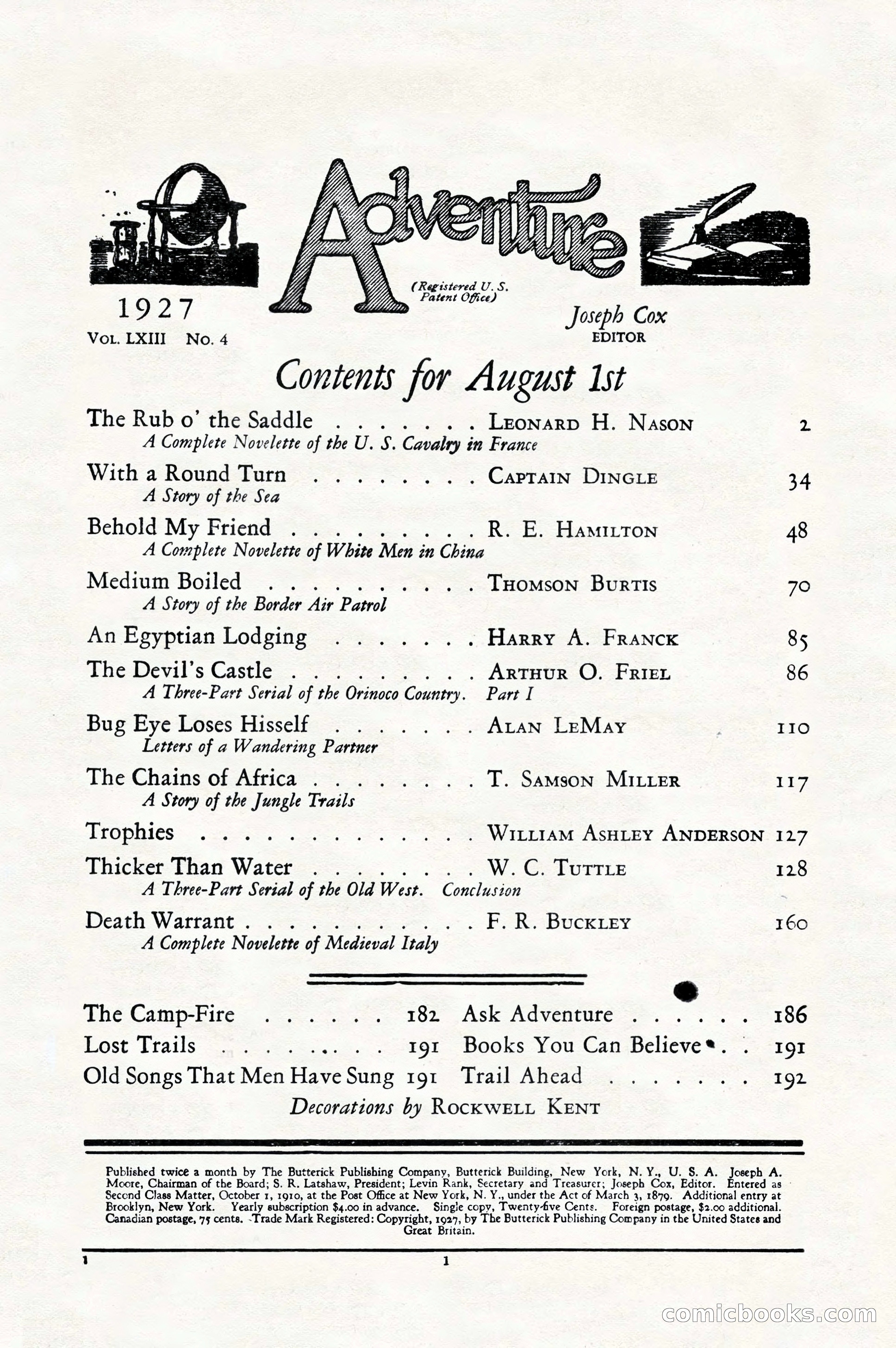 Adventure Magazine, August 1, 1927 — page 13 of 206