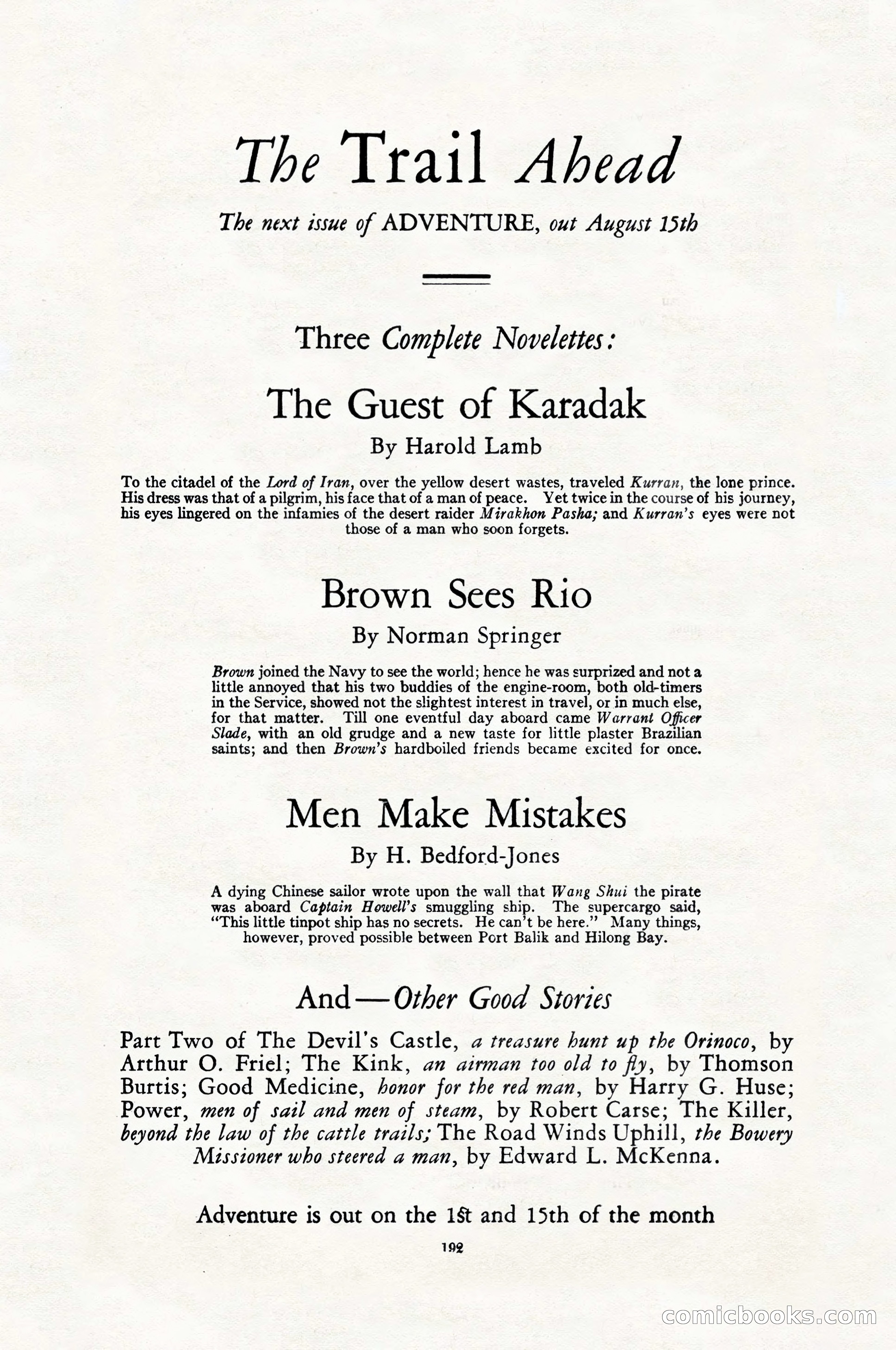 Adventure Magazine, August 1, 1927 — page 204 of 206