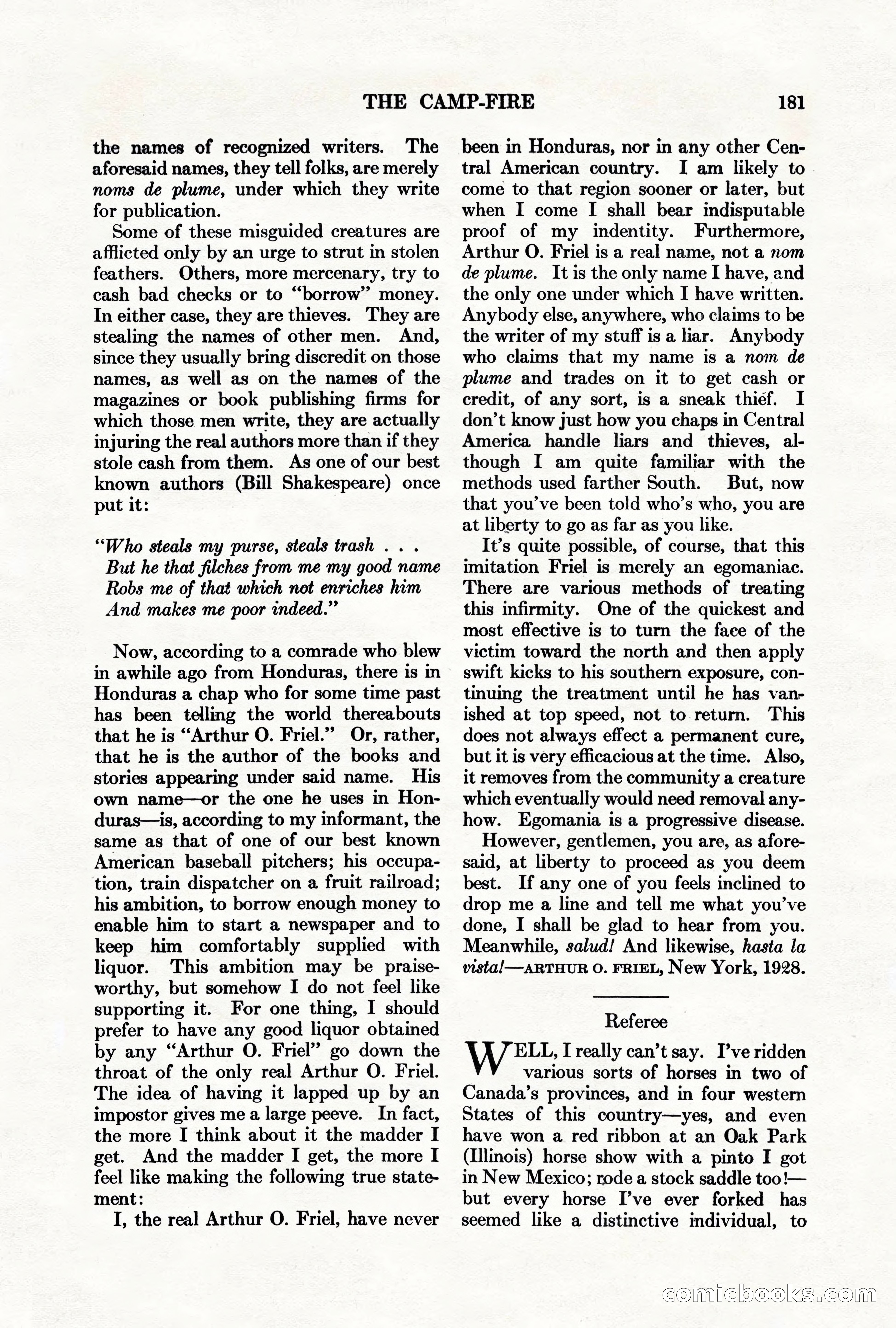Adventure Magazine, March 1, 1928 — page 191 of 204