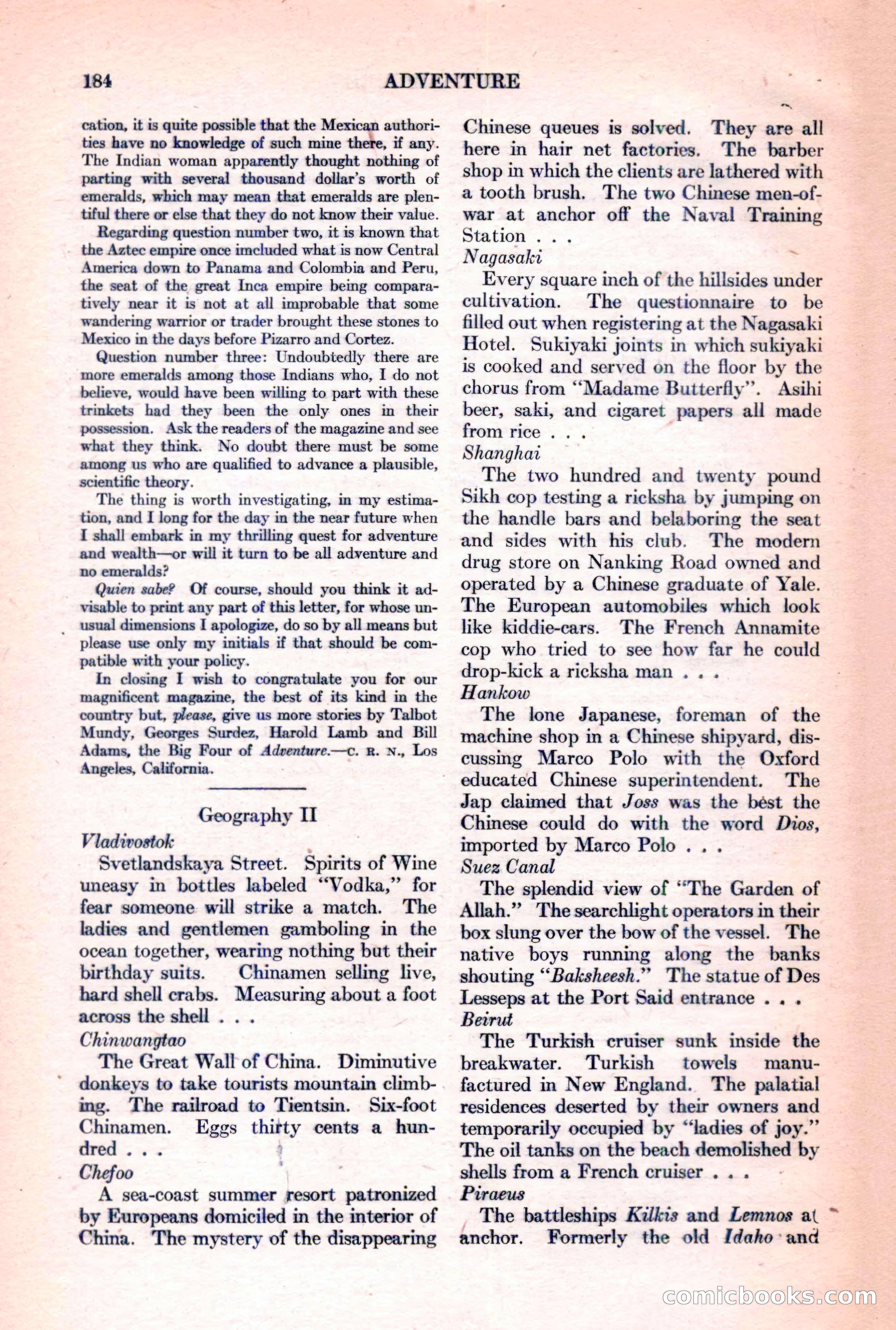 Adventure Magazine, March 15, 1928 — page 186 of 196