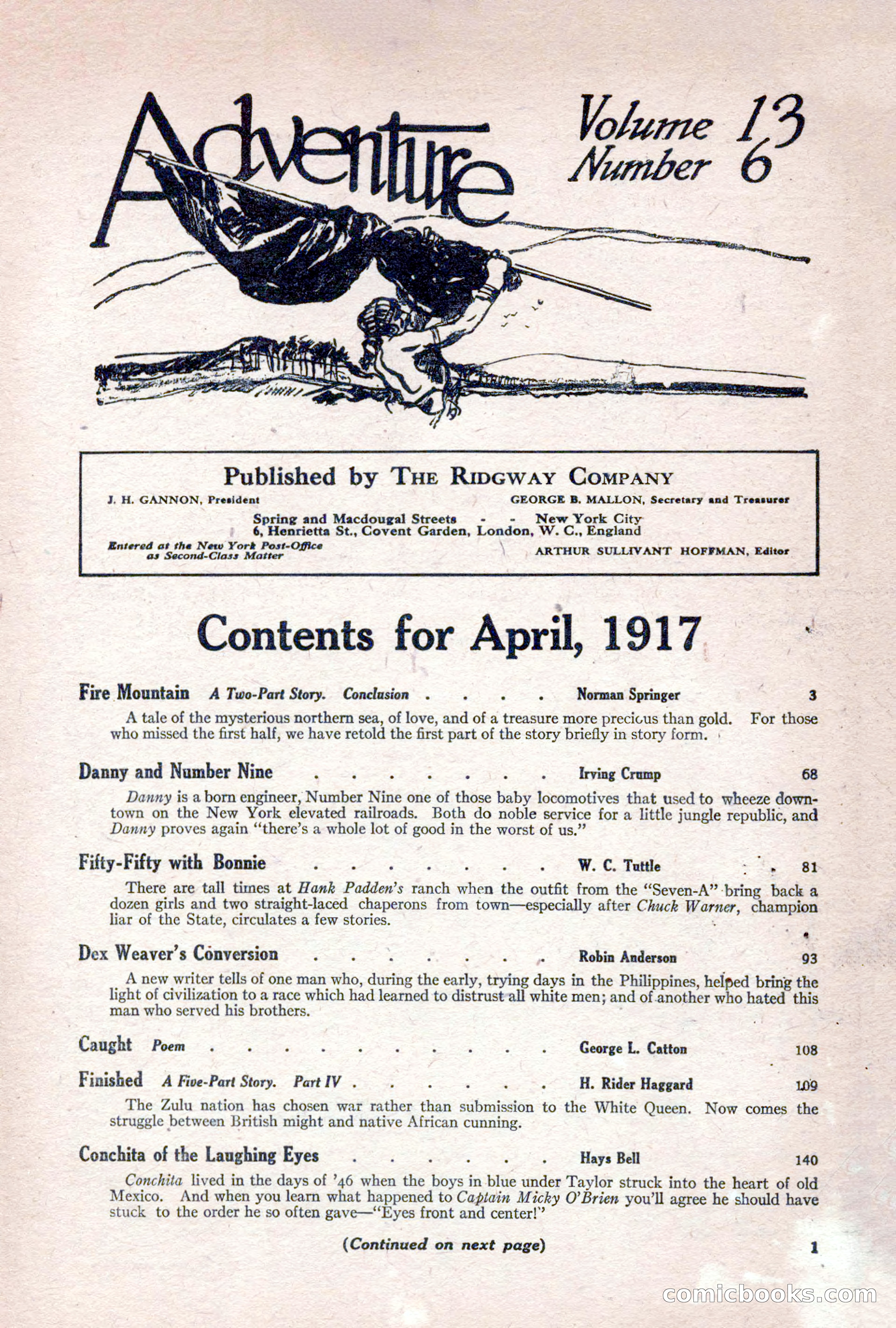 Adventure Magazine, April 1917 — page 3 of 196