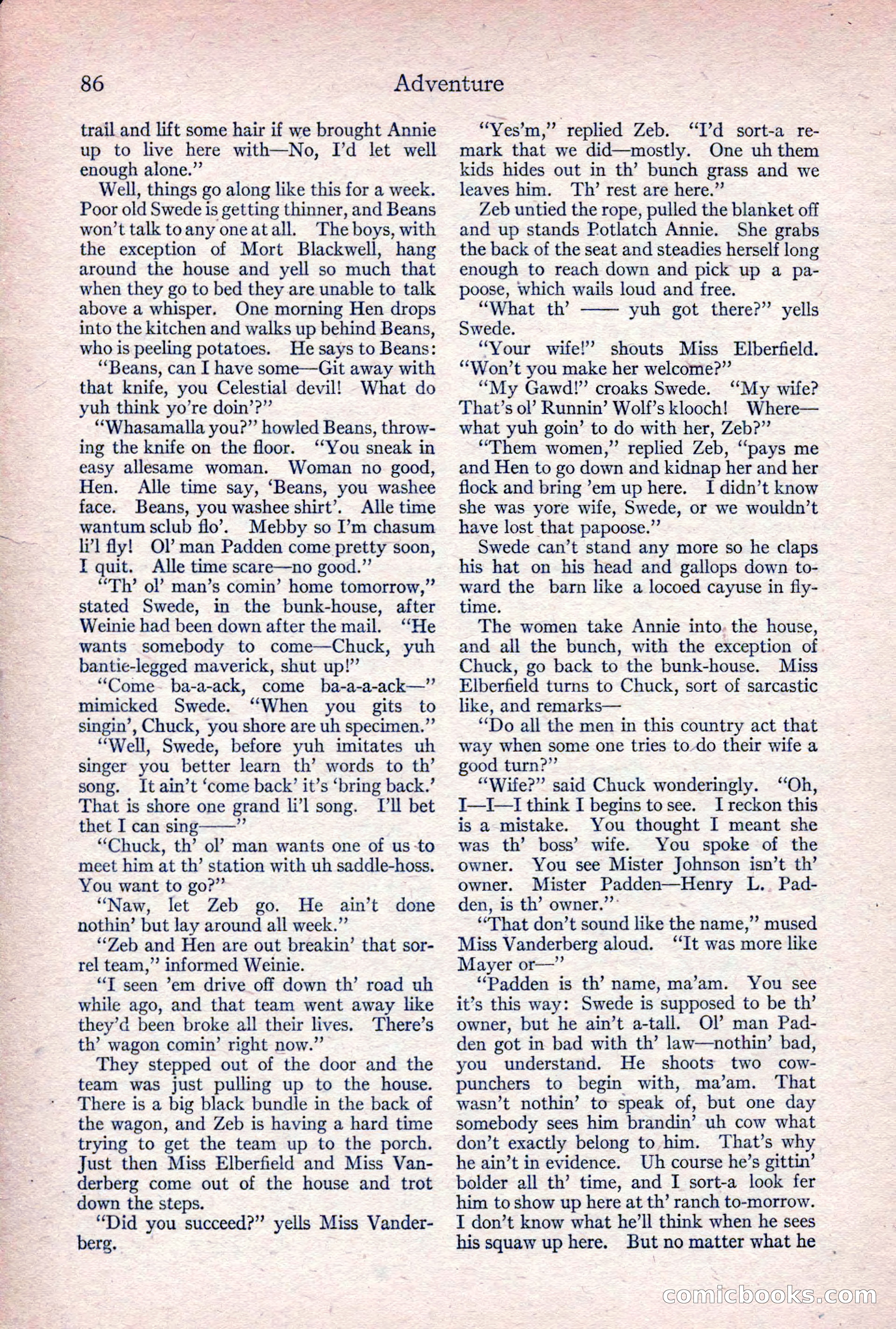 Adventure Magazine, April 1917 — page 88 of 196