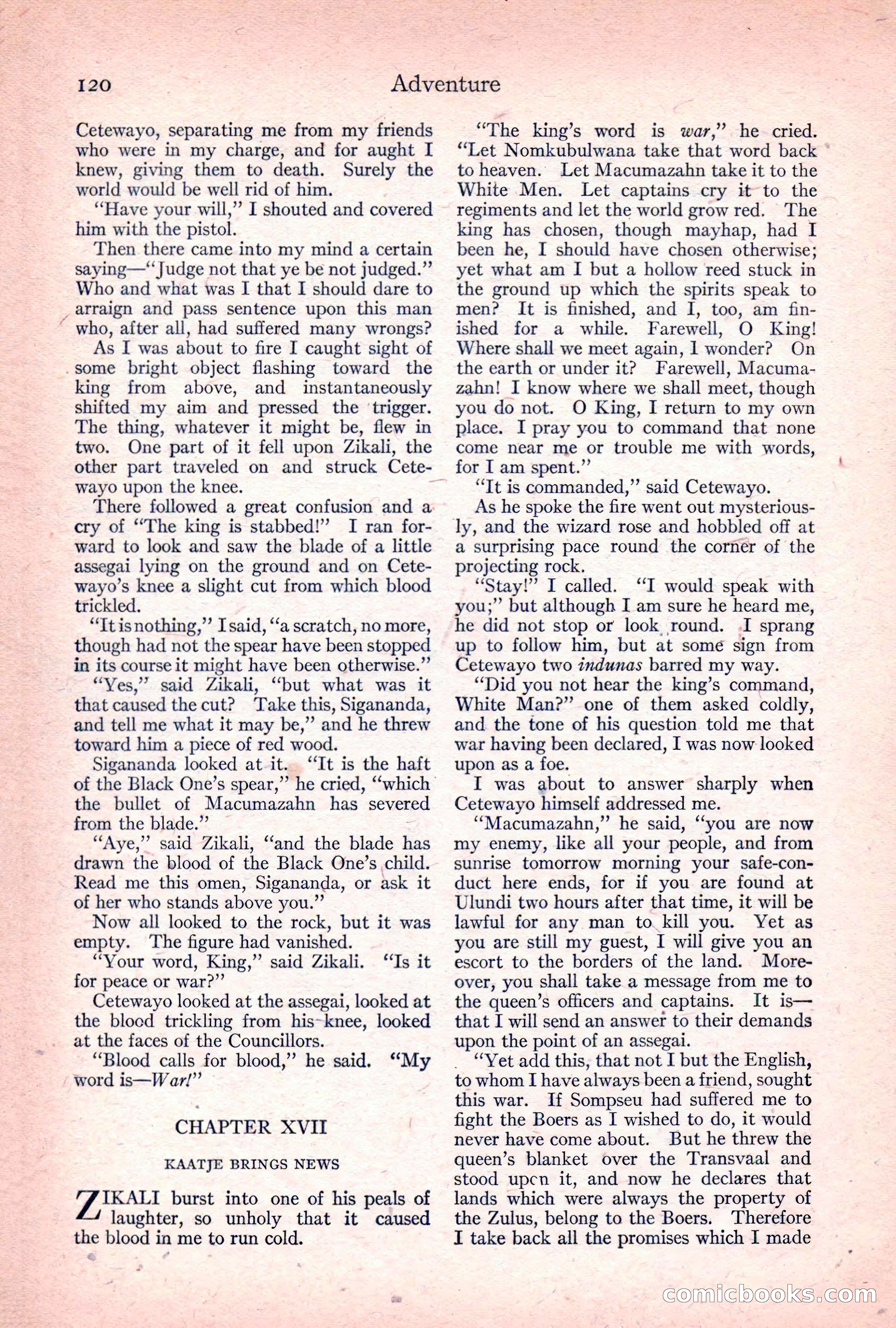 Adventure Magazine, April 1917 — page 122 of 196