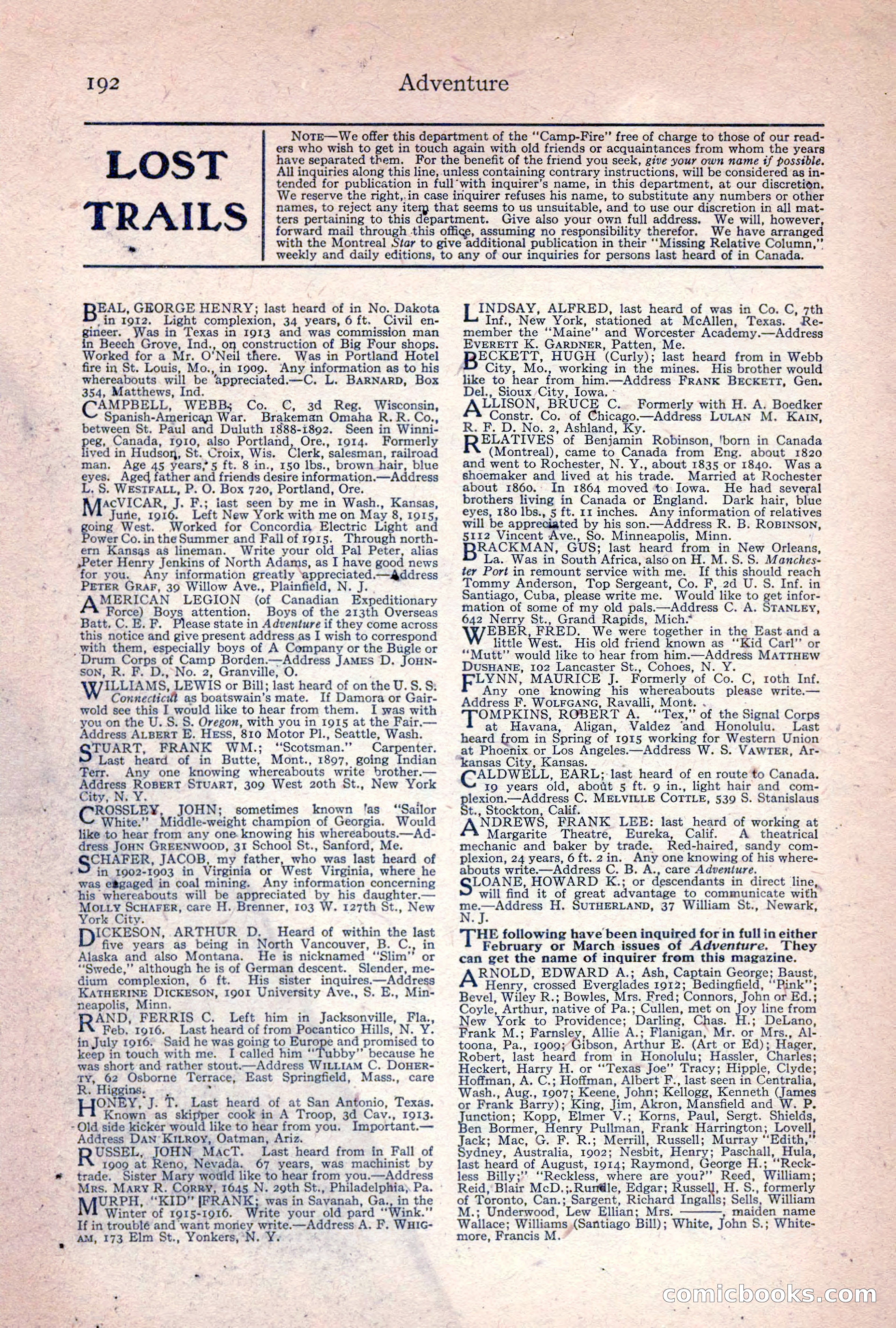 Adventure Magazine, April 1917 — page 194 of 196