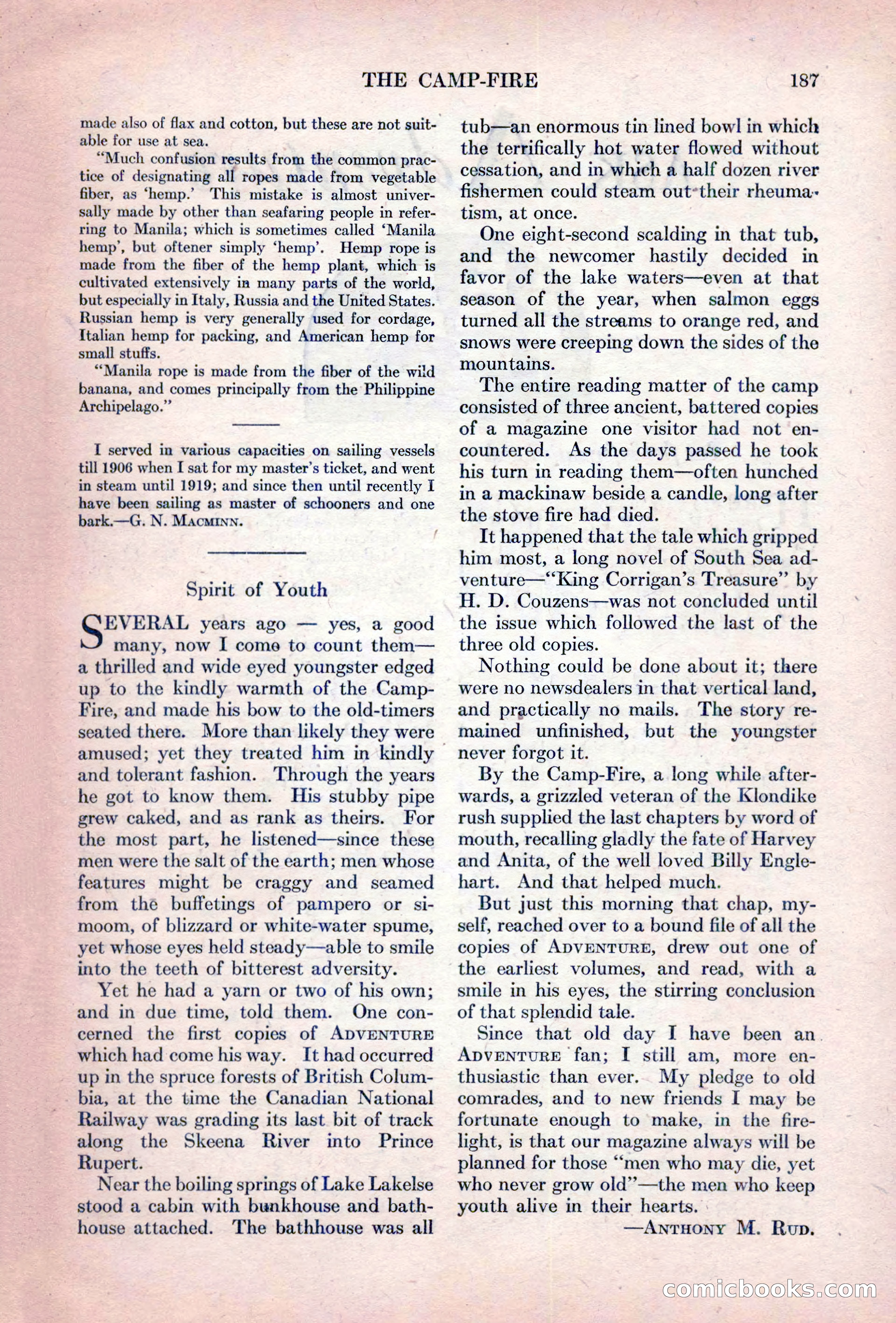 Adventure Magazine, October 15, 1927 — page 189 of 196
