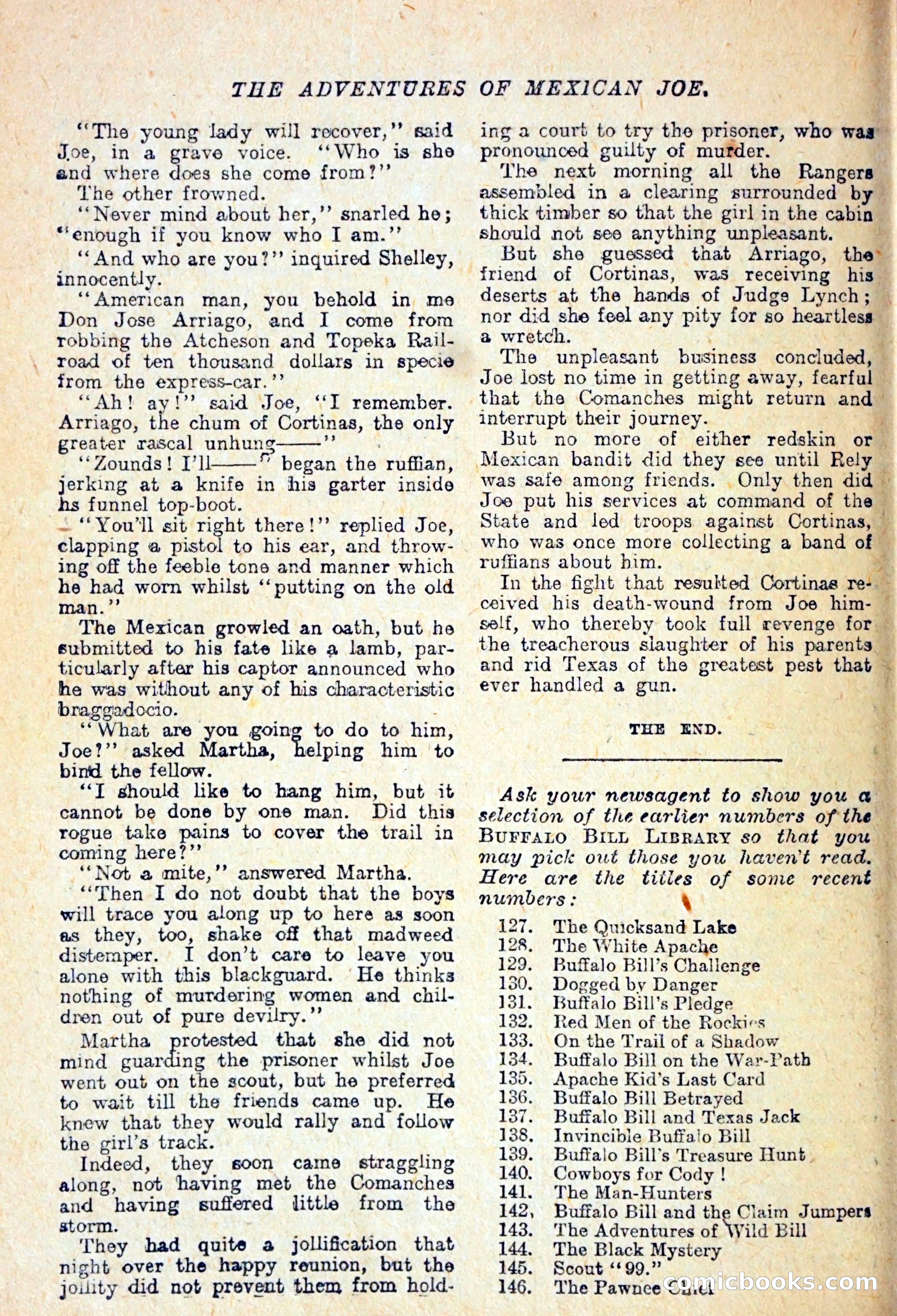 Buffalo Bill Library No. 147: The Adventures of Mexican Joe — page 35 of 37