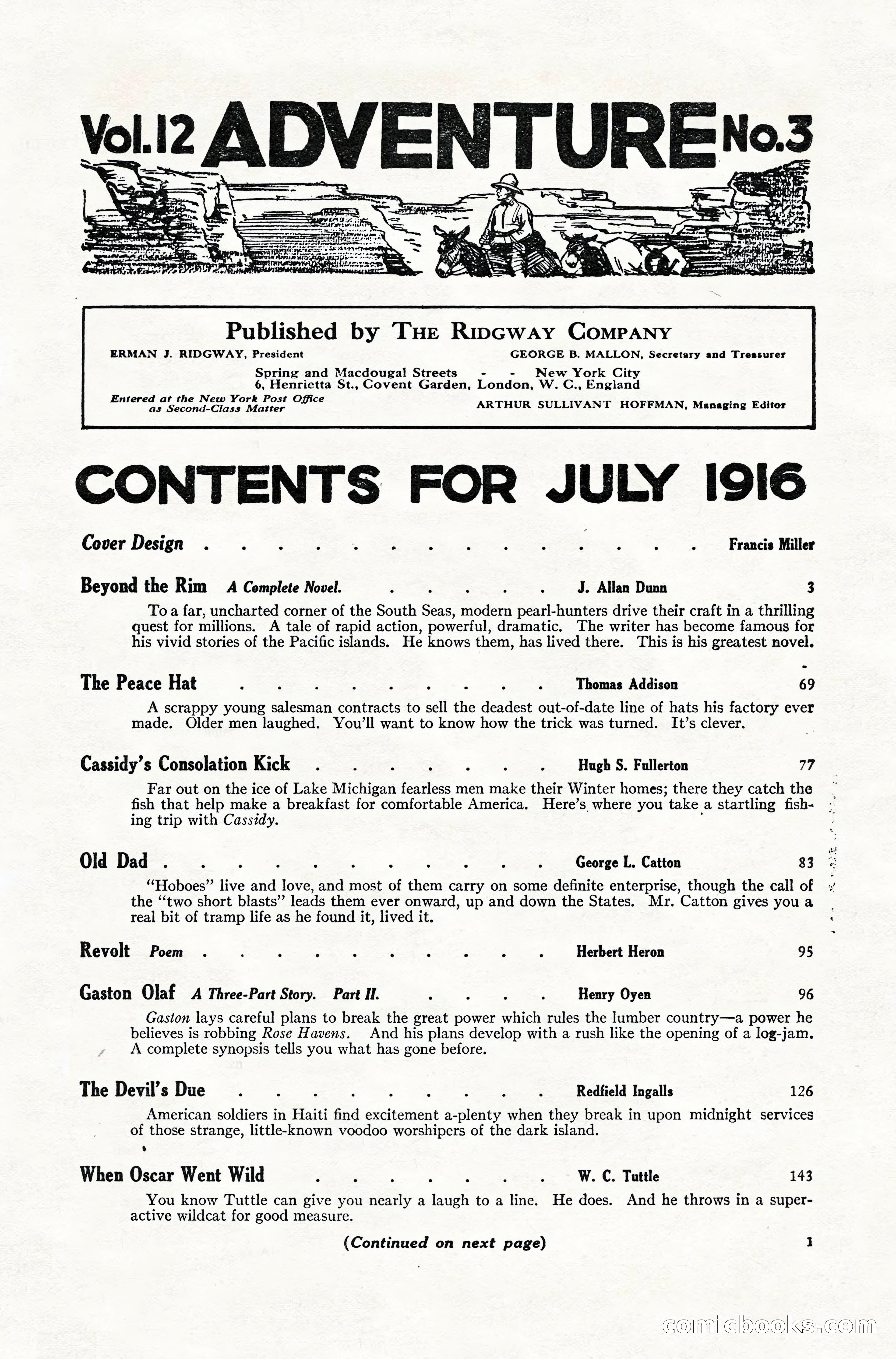 Adventure Magazine, July 1916 — page 3 of 228