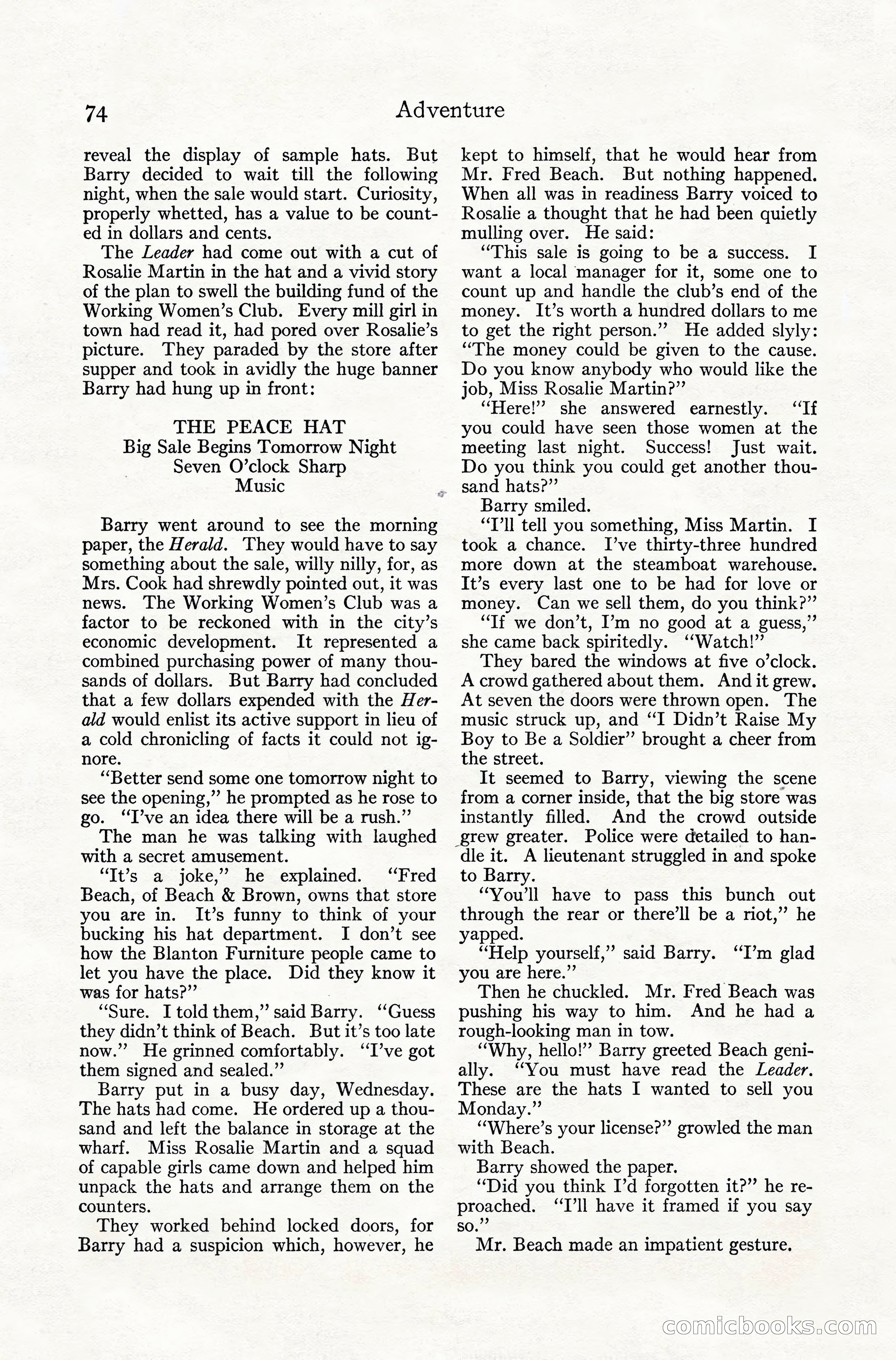 Adventure Magazine, July 1916 — page 76 of 228