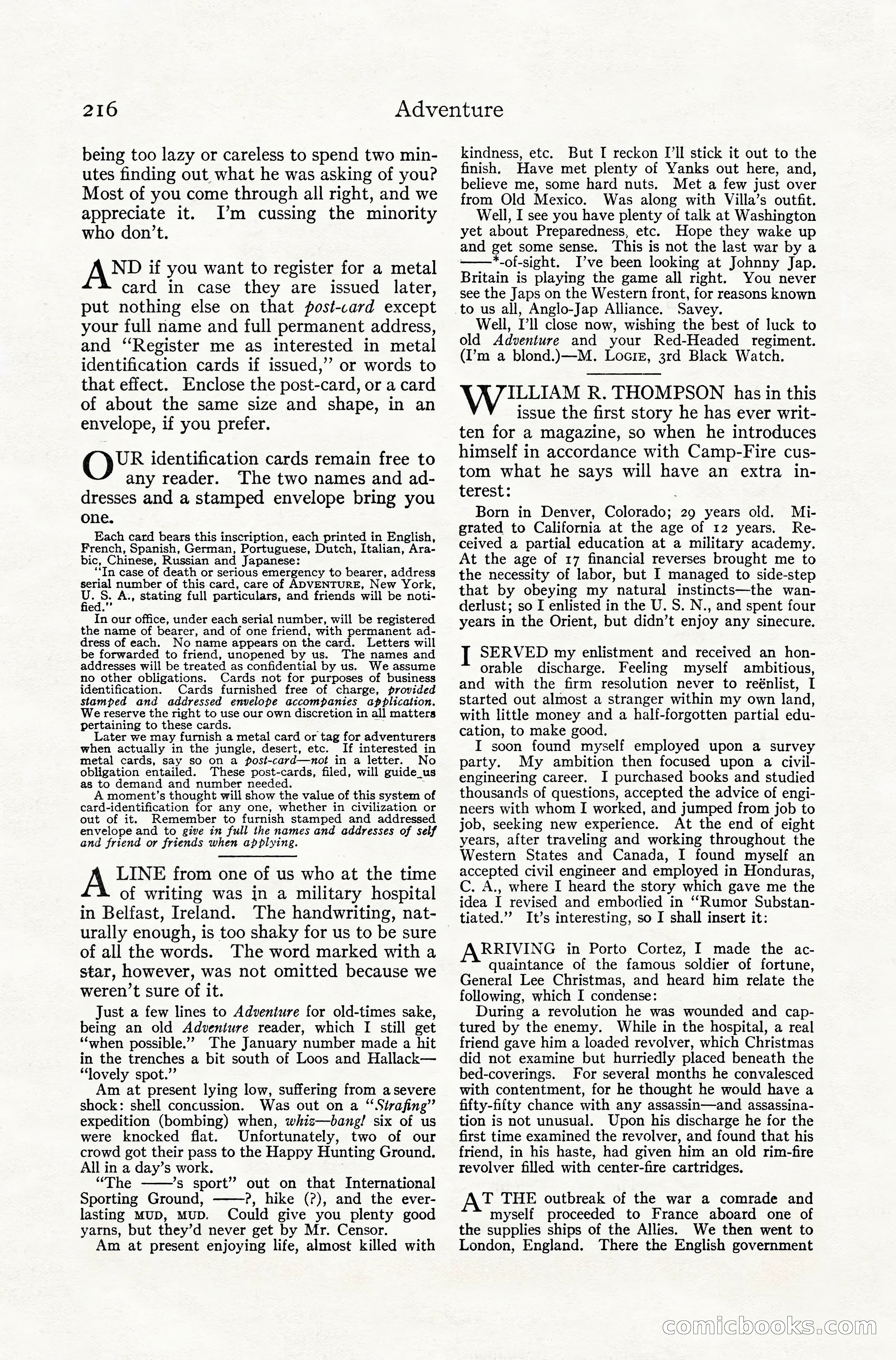 Adventure Magazine, July 1916 — page 218 of 228