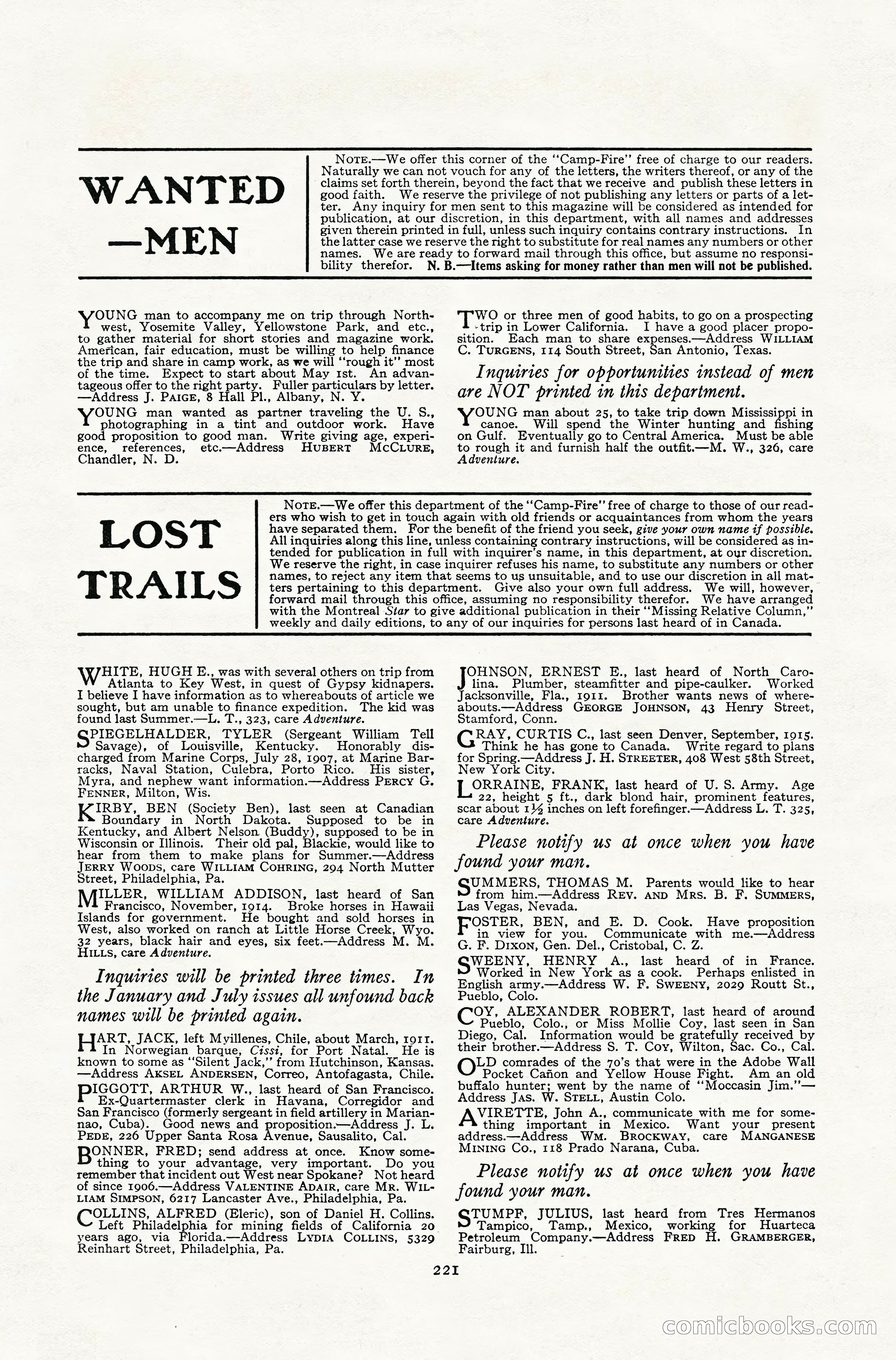 Adventure Magazine, July 1916 — page 223 of 228