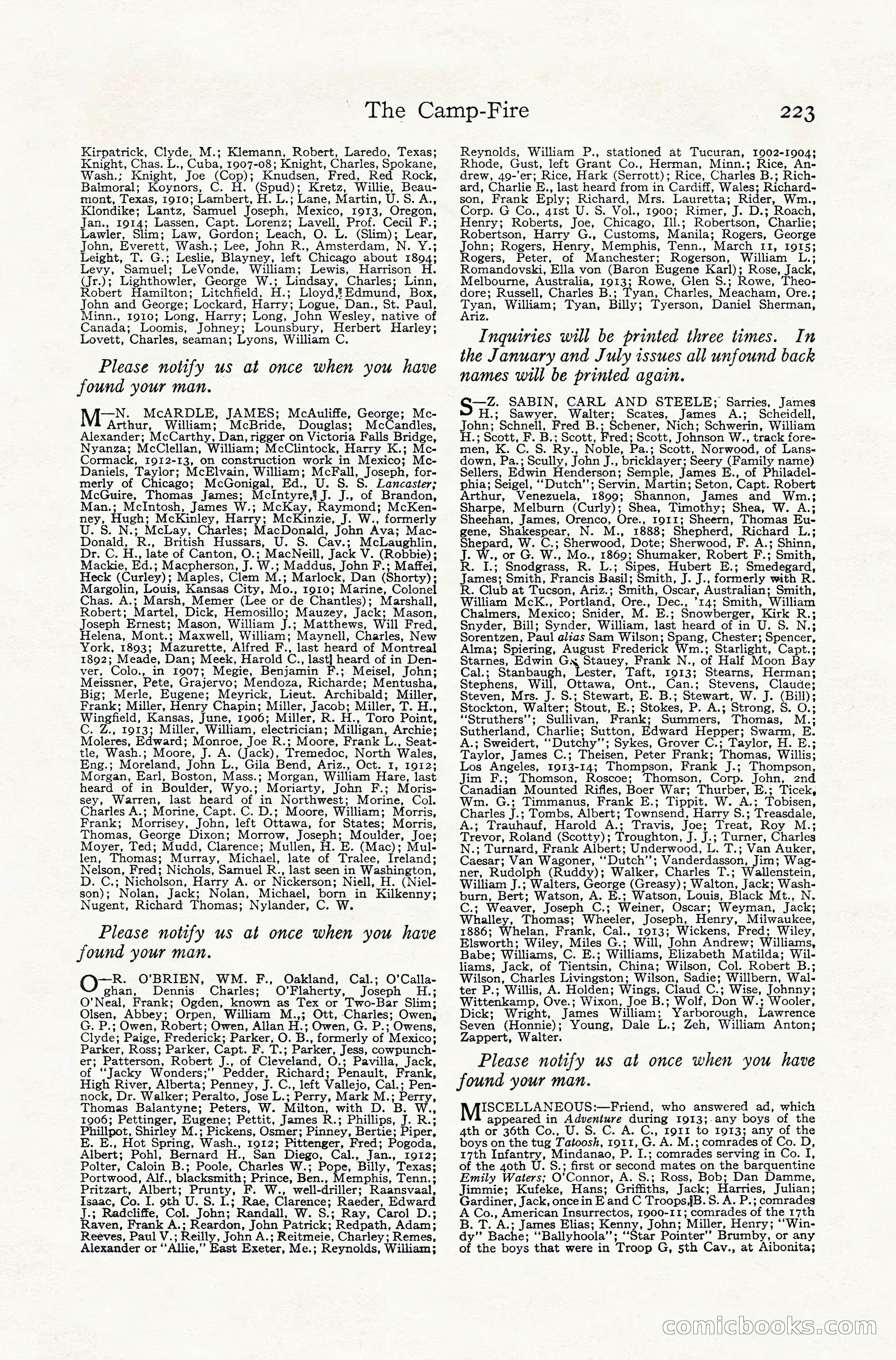 Adventure Magazine, July 1916 — page 225 of 228
