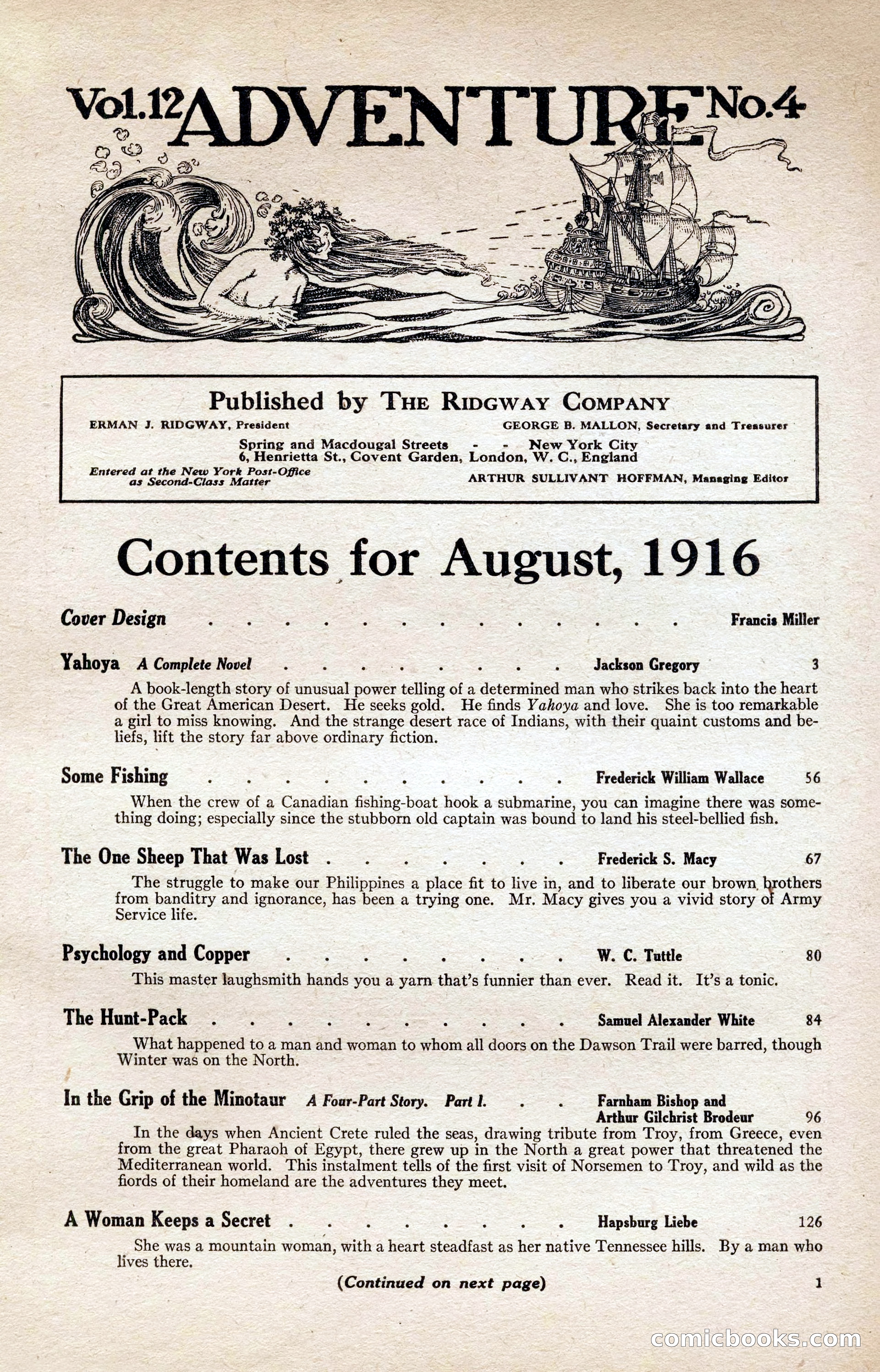 Adventure Magazine, August 1916 — page 3 of 228