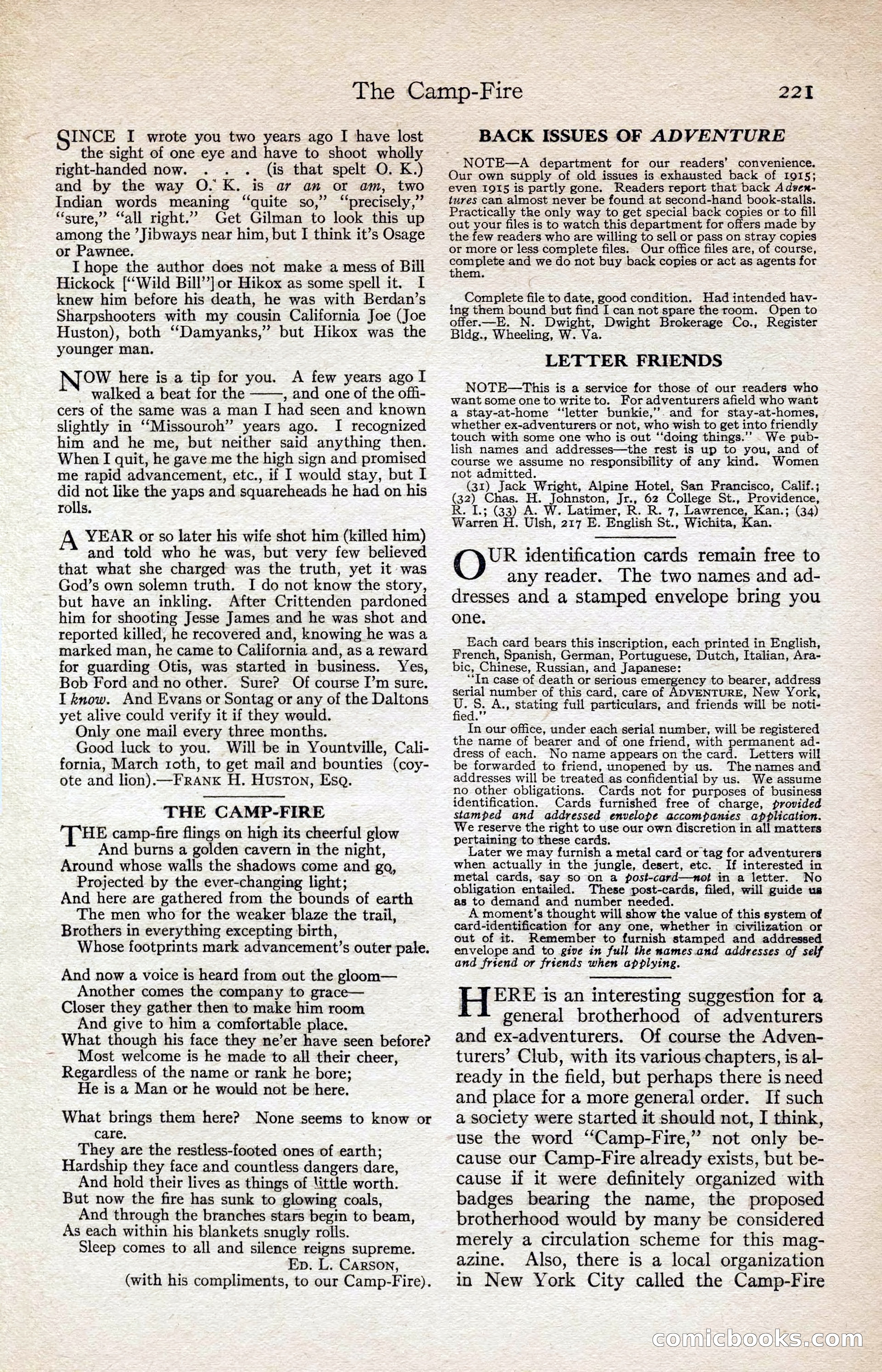 Adventure Magazine, August 1916 — page 223 of 228