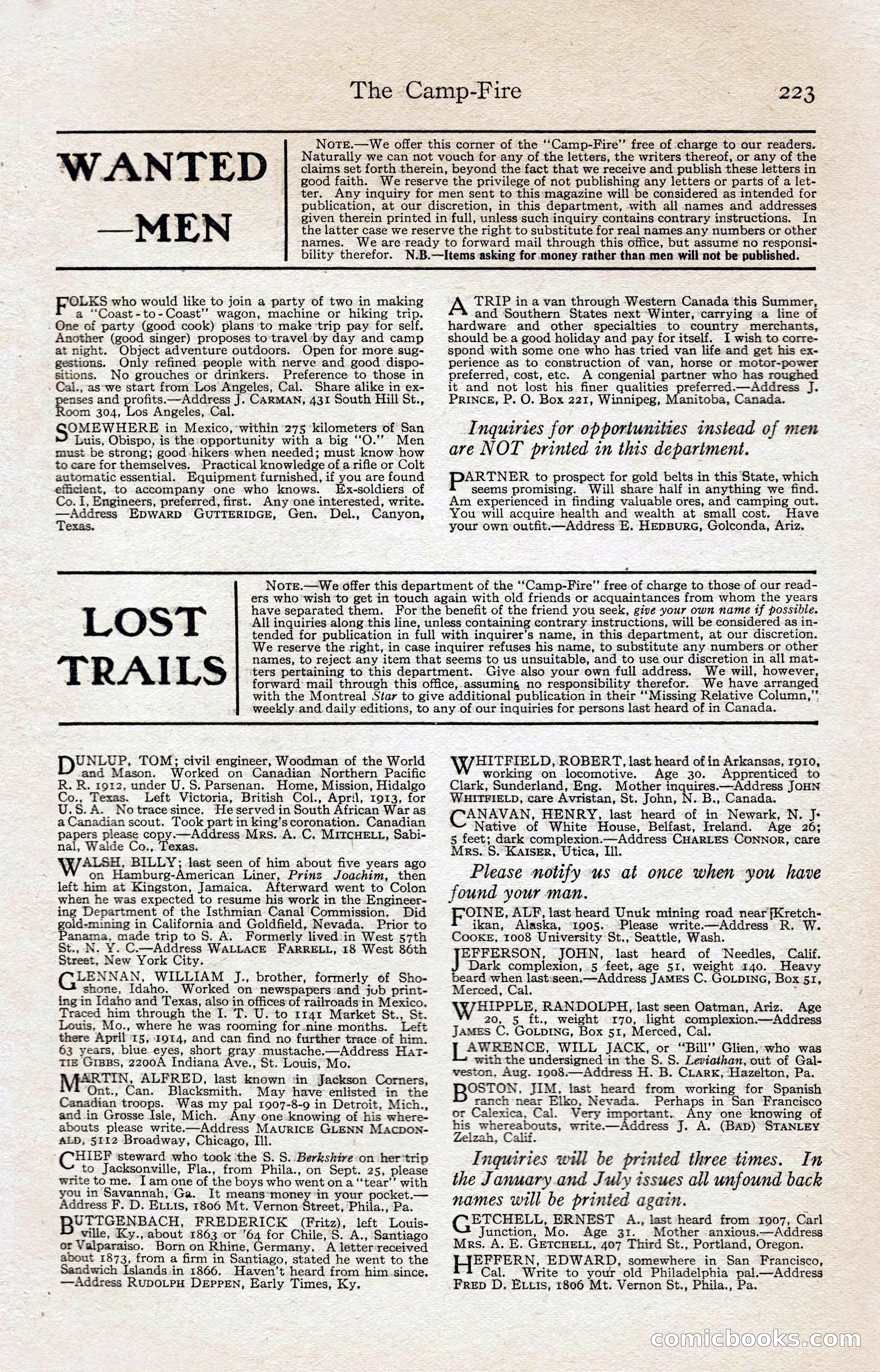 Adventure Magazine, August 1916 — page 225 of 228