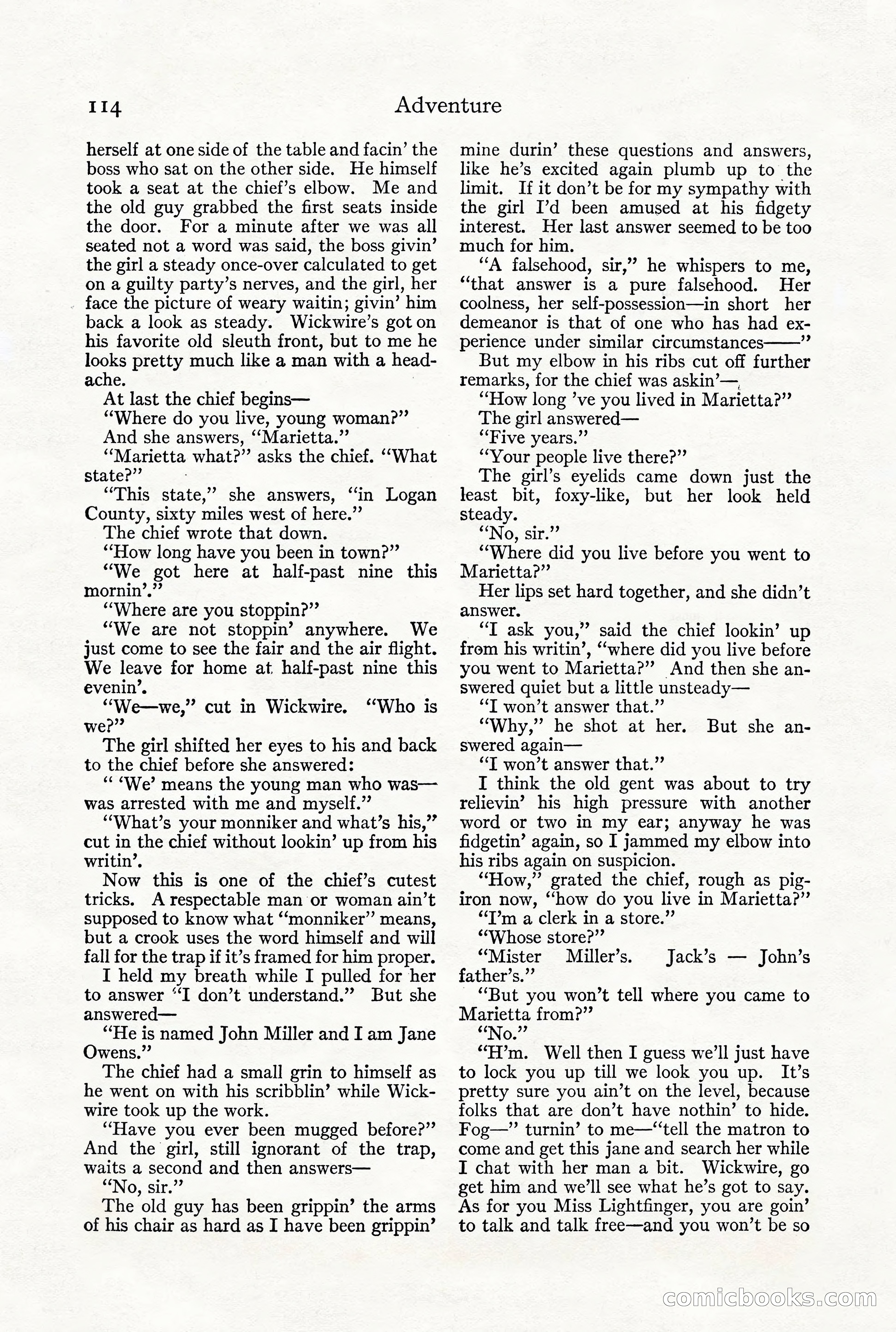 Adventure Magazine, December 1916 — page 116 of 228