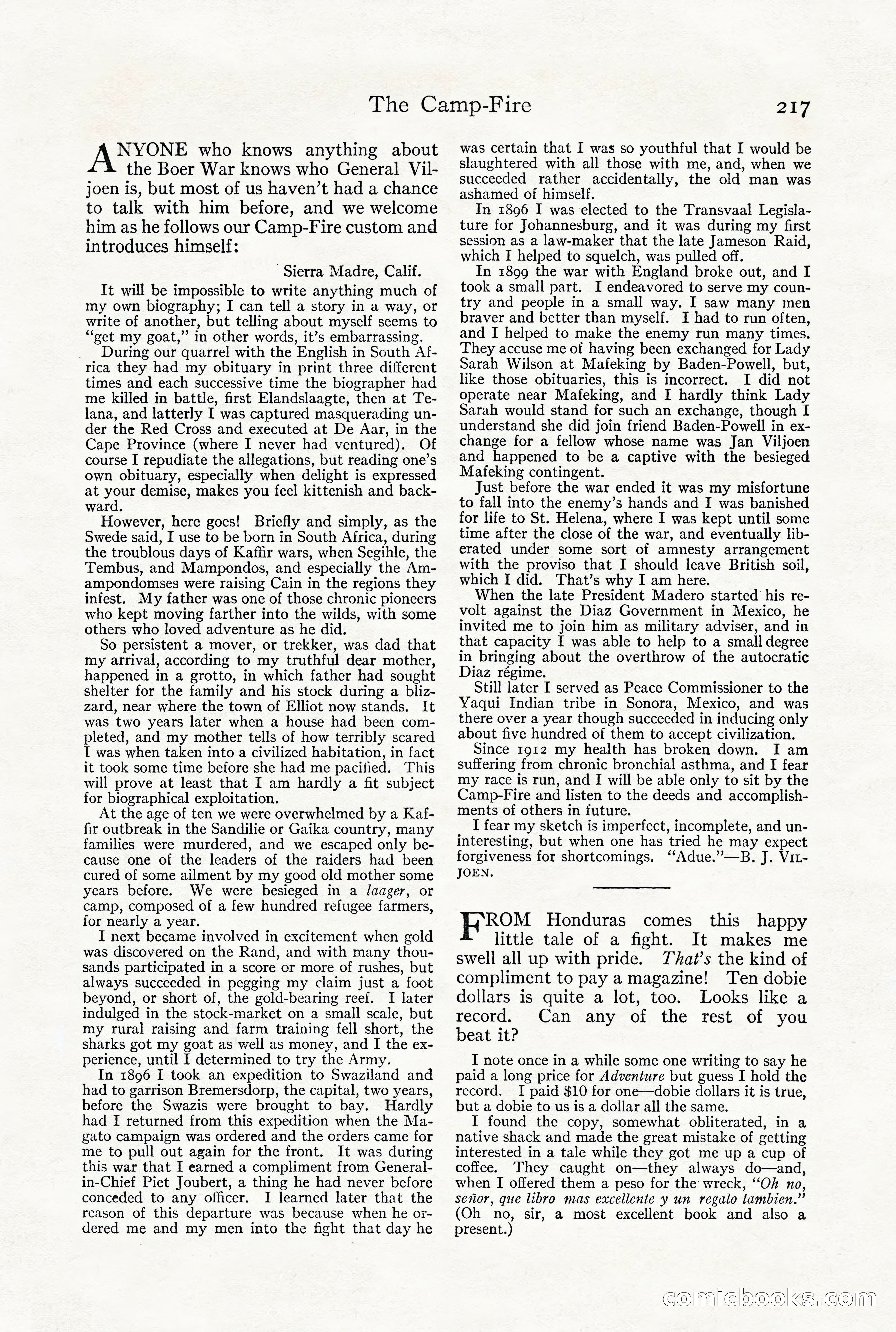 Adventure Magazine, December 1916 — page 219 of 228