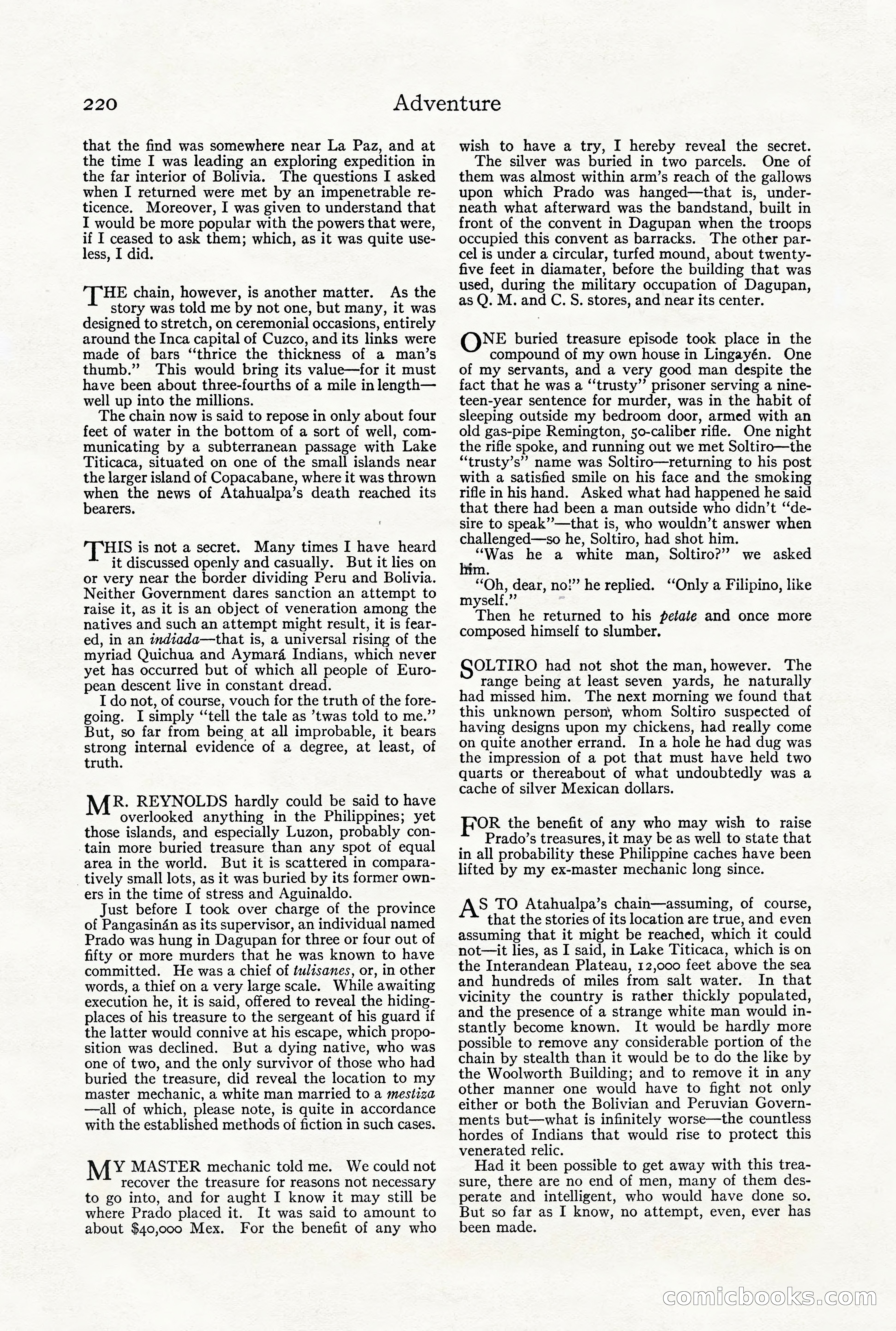 Adventure Magazine, December 1916 — page 222 of 228