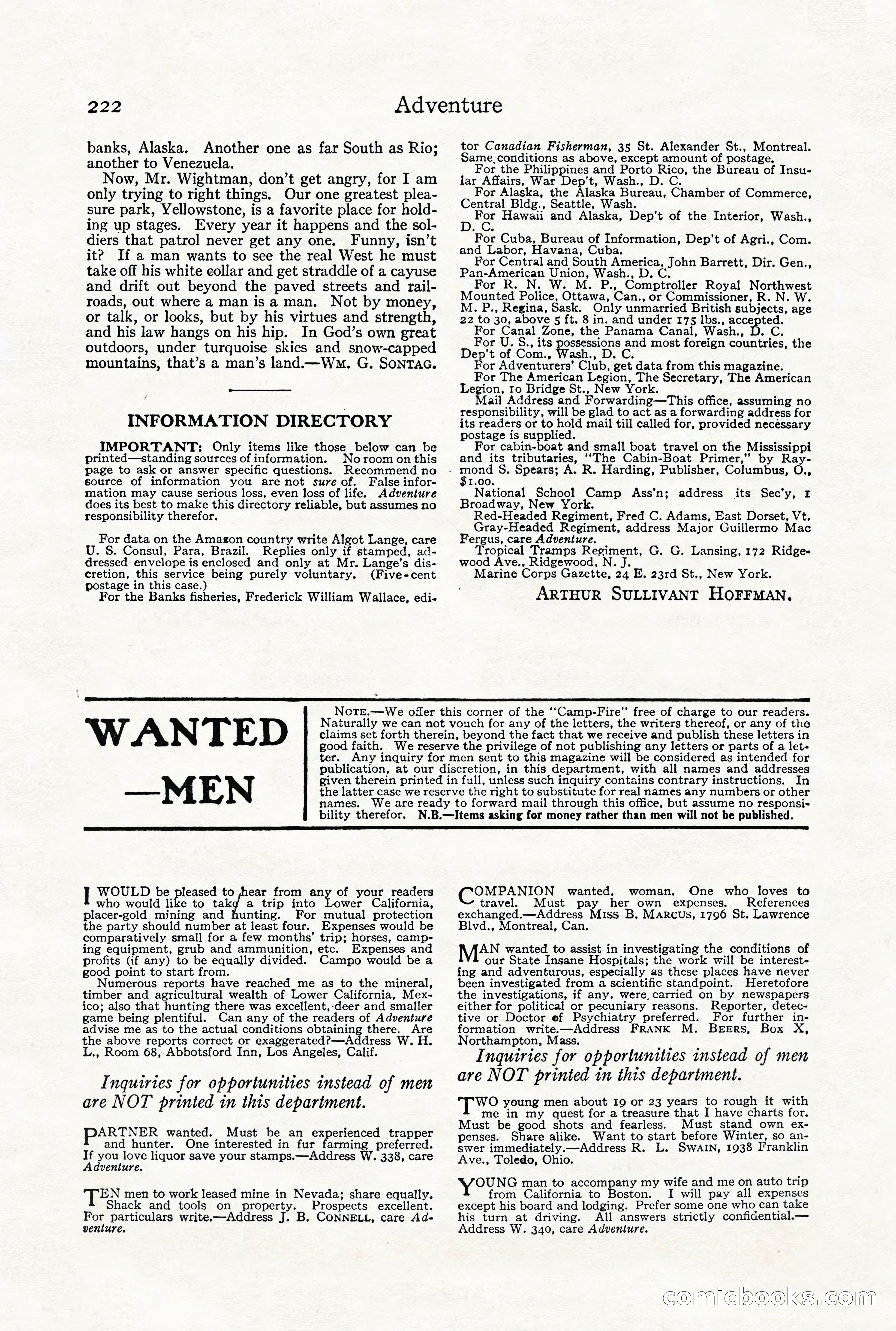 Adventure Magazine, December 1916 — page 224 of 228