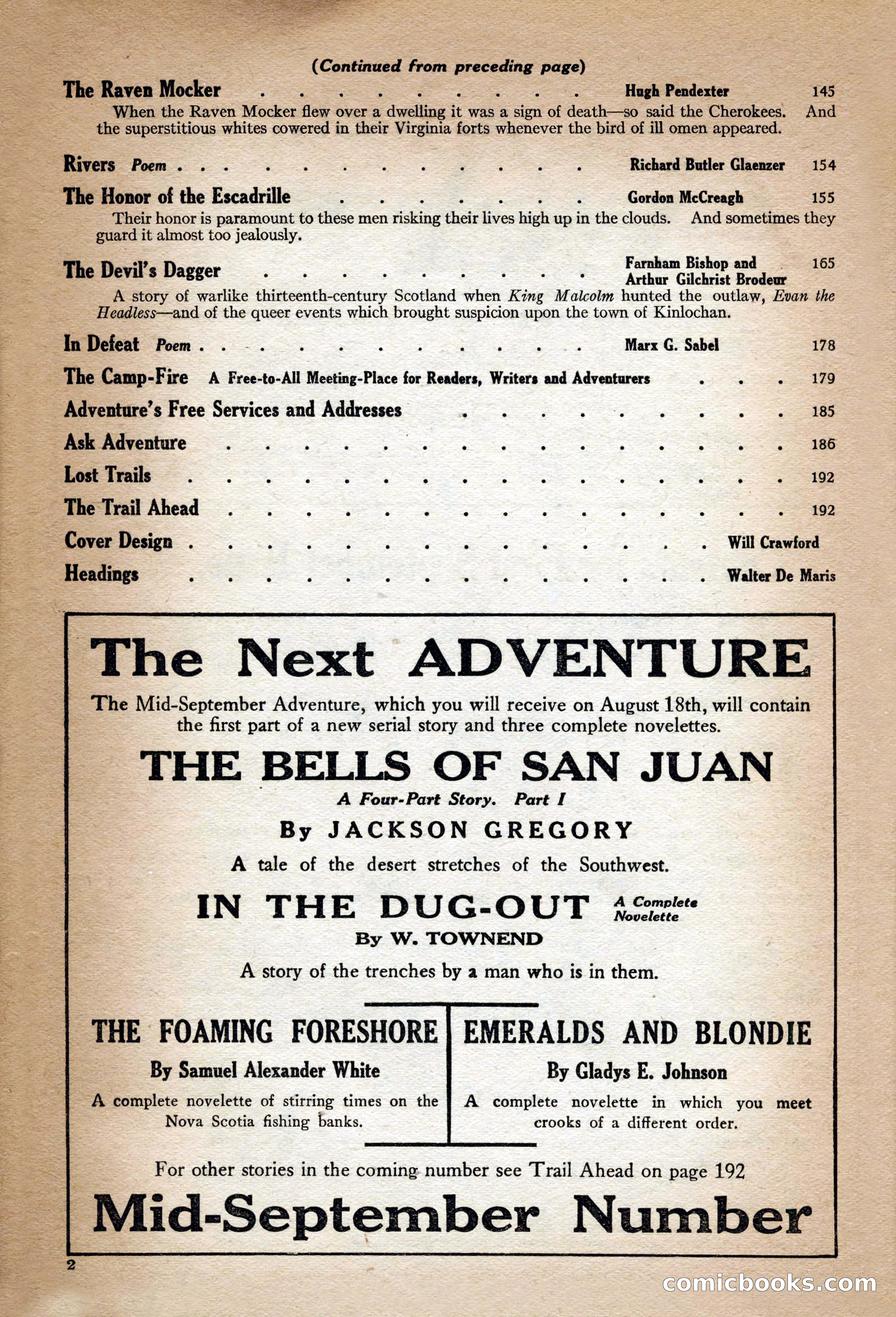 Adventure Magazine Cover, September 3, 1918 — page 4 of 196