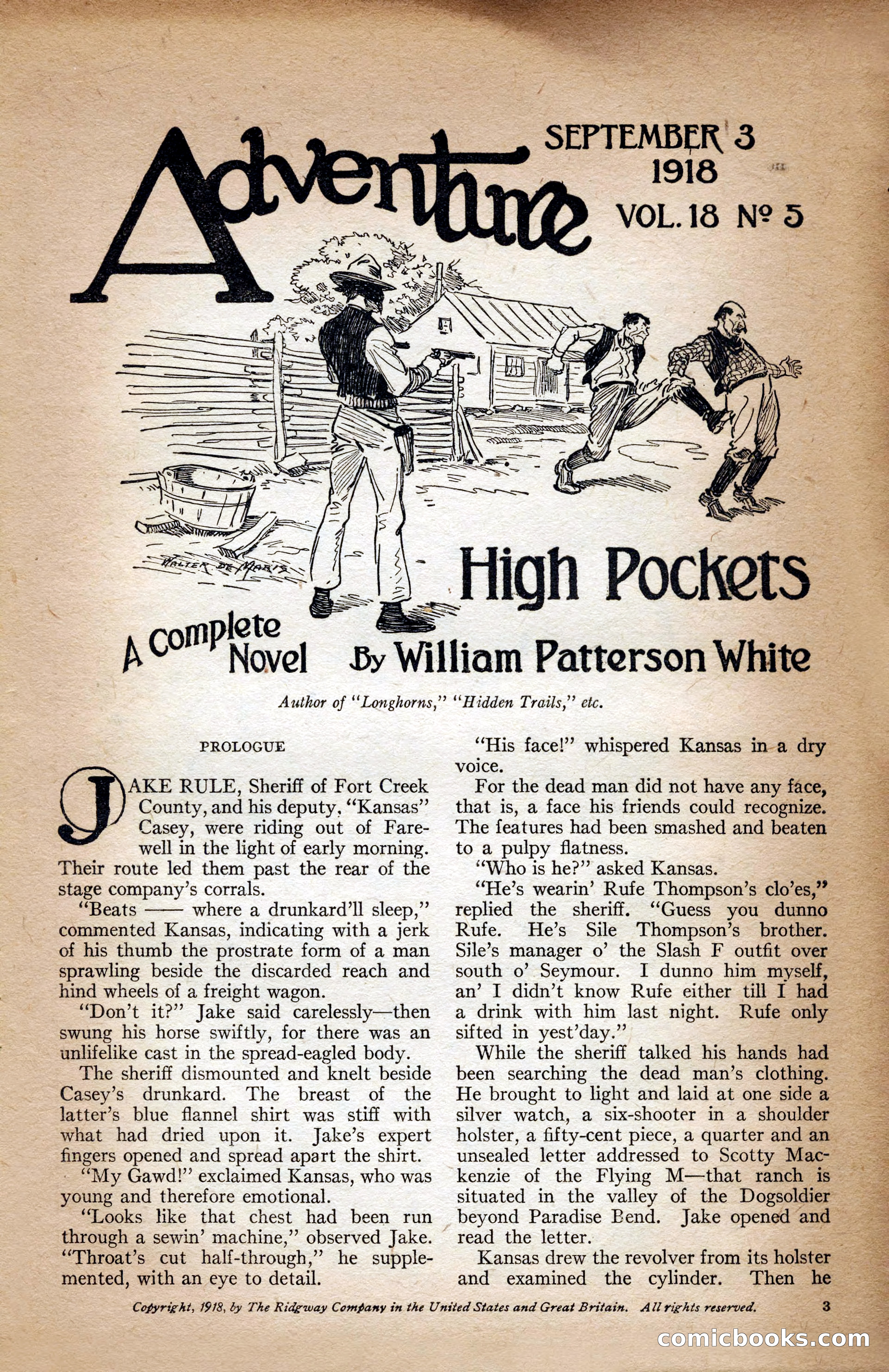 Adventure Magazine Cover, September 3, 1918 — page 5 of 196
