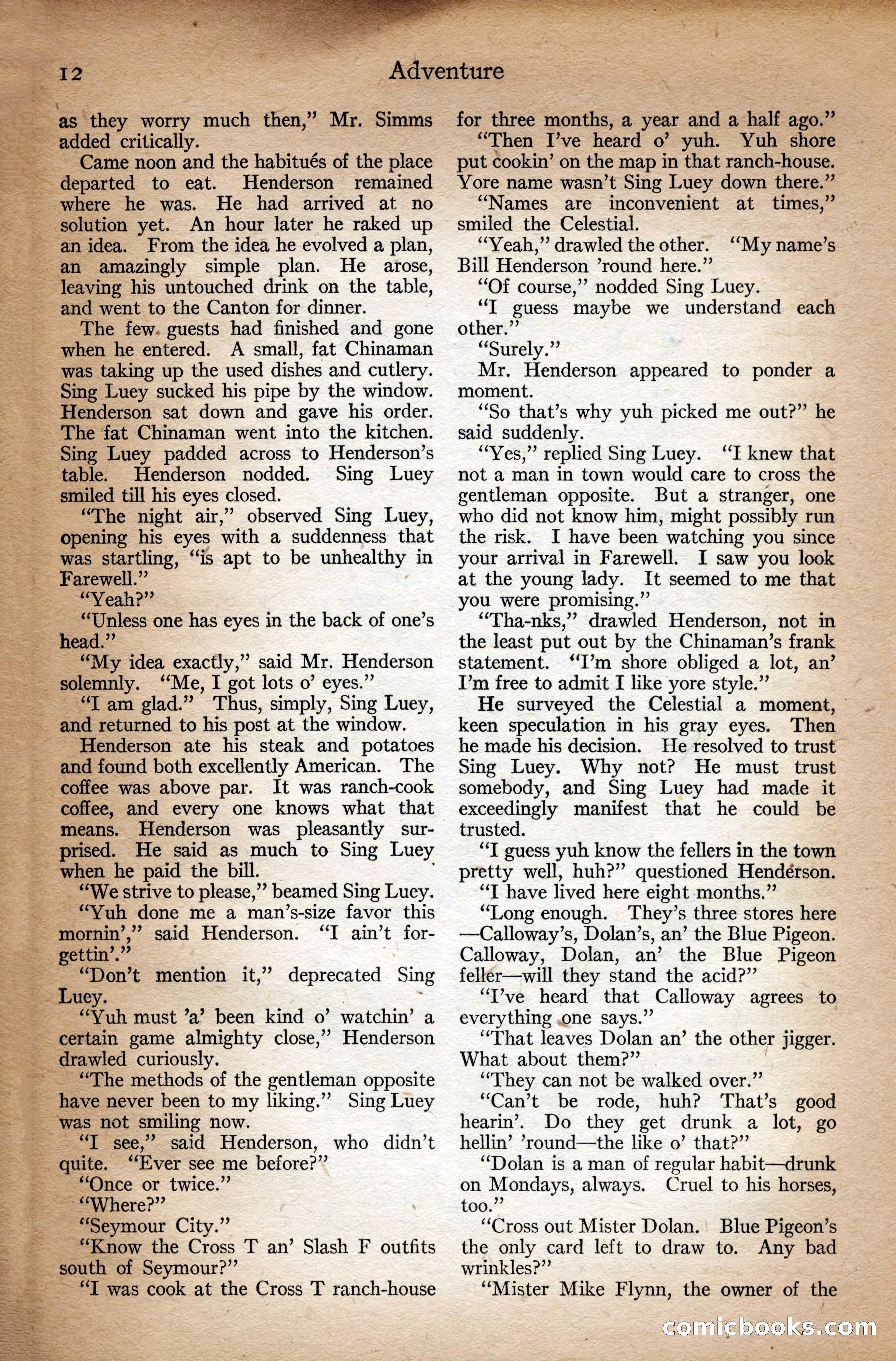 Adventure Magazine Cover, September 3, 1918 — page 14 of 196