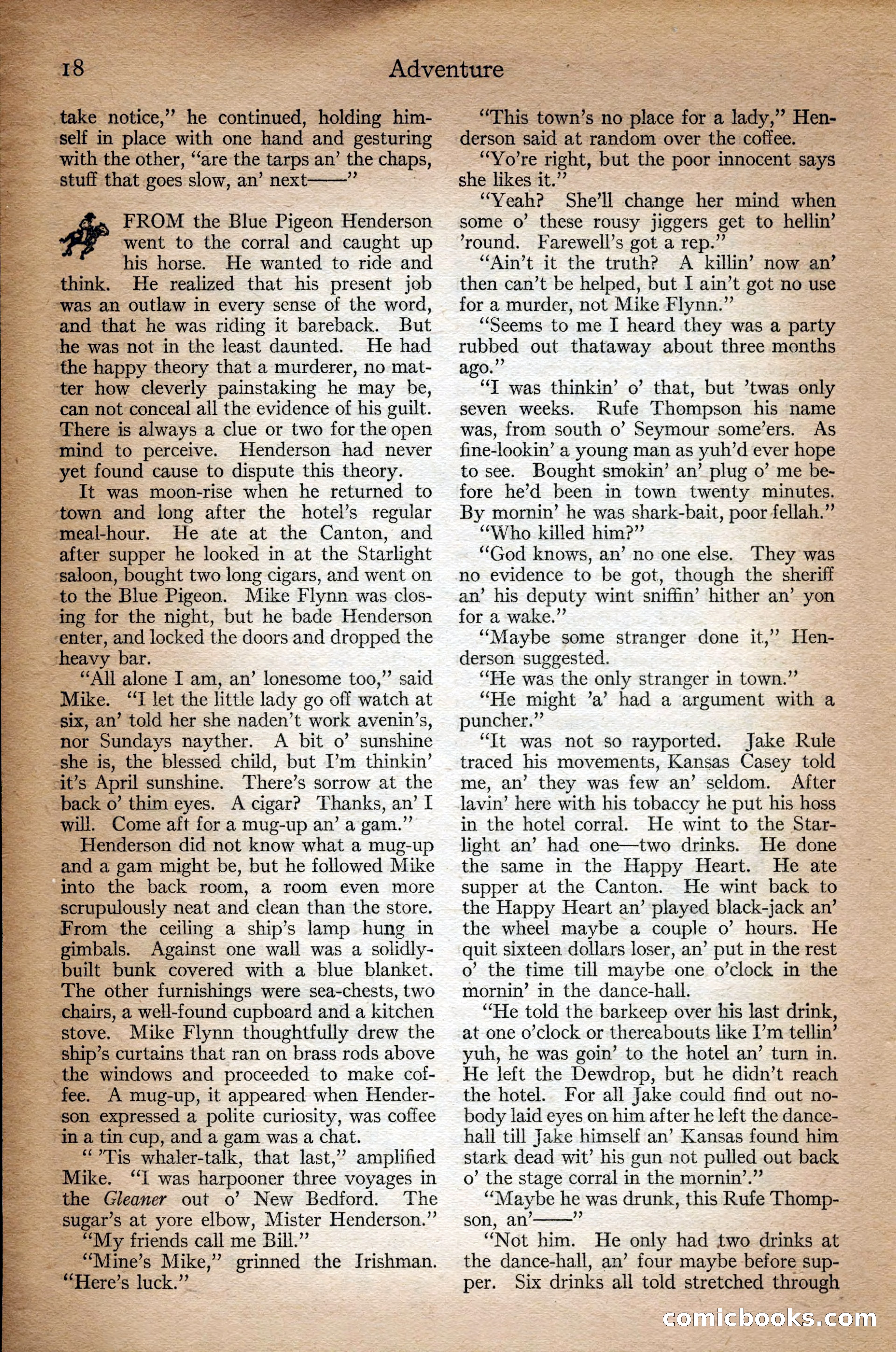 Adventure Magazine Cover, September 3, 1918 — page 20 of 196