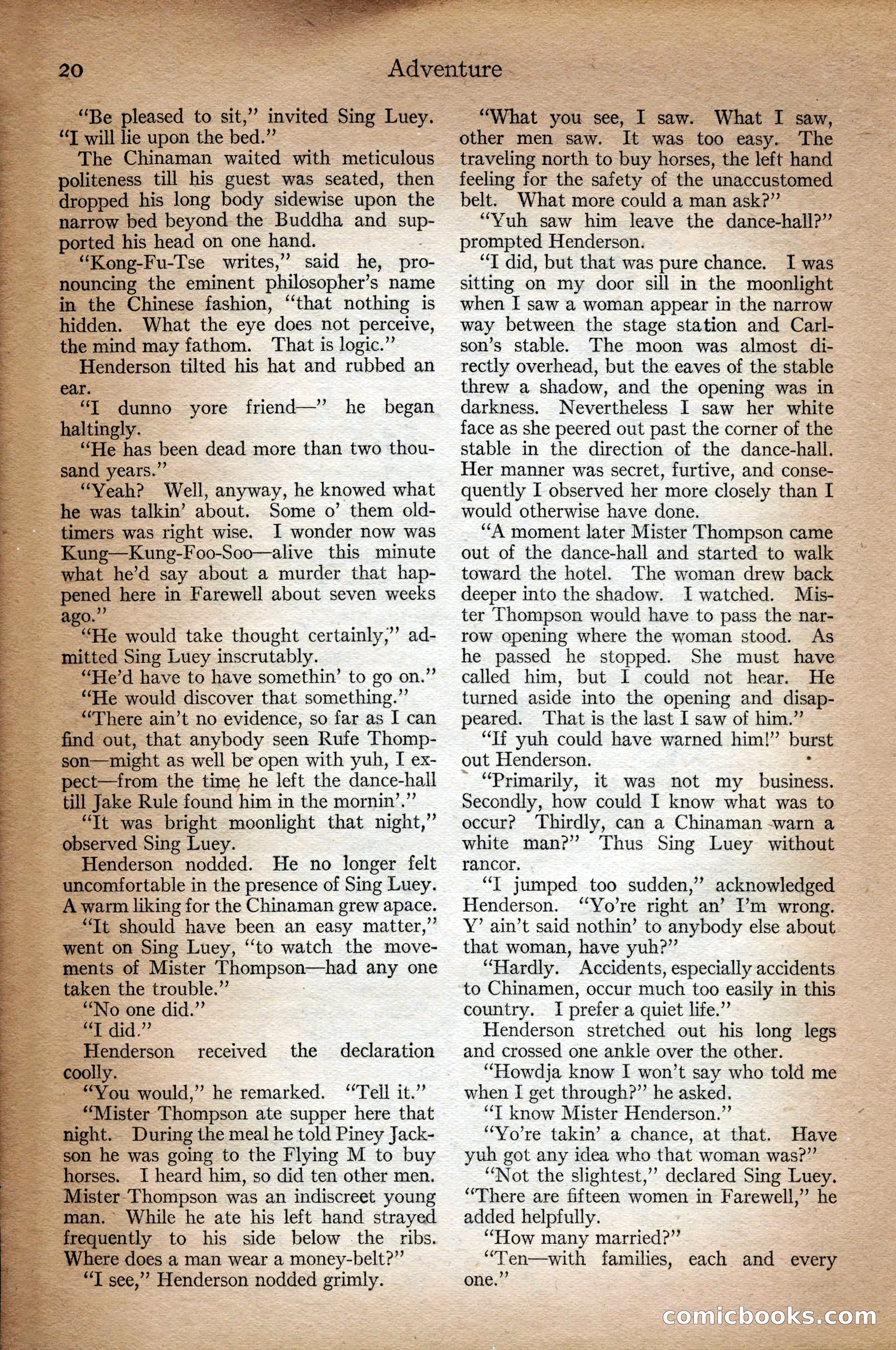Adventure Magazine Cover, September 3, 1918 — page 22 of 196