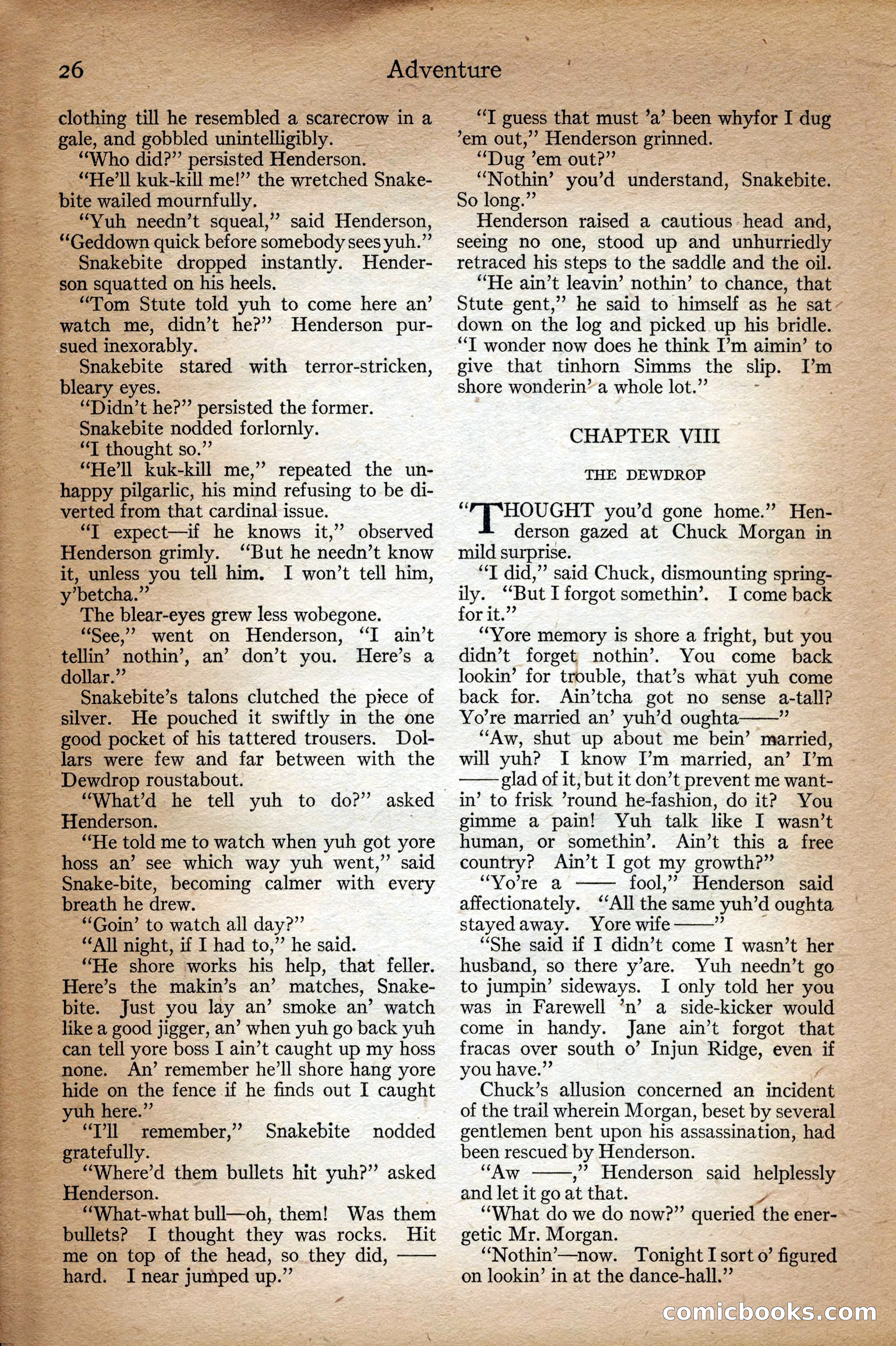 Adventure Magazine Cover, September 3, 1918 — page 28 of 196