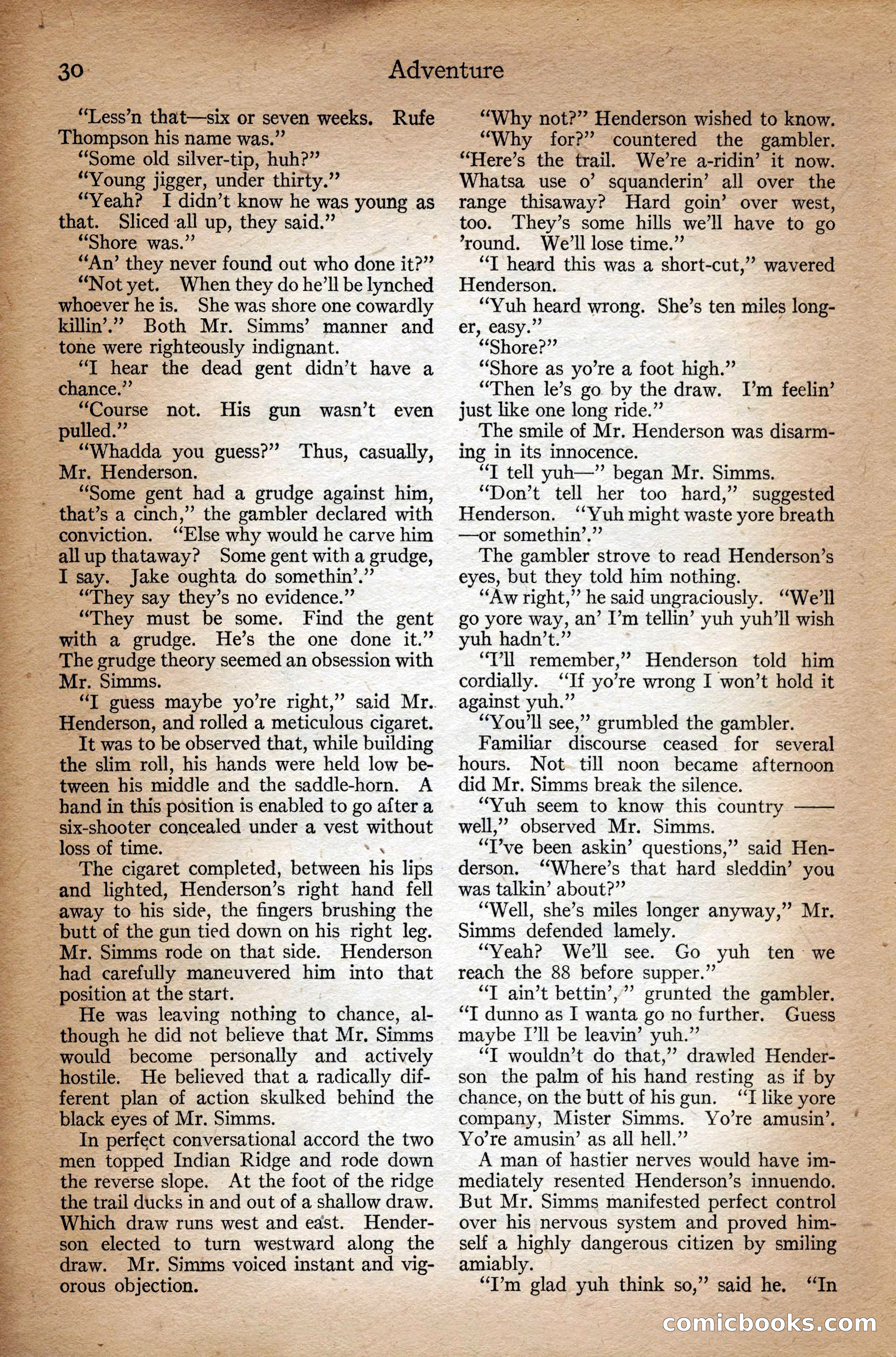 Adventure Magazine Cover, September 3, 1918 — page 32 of 196