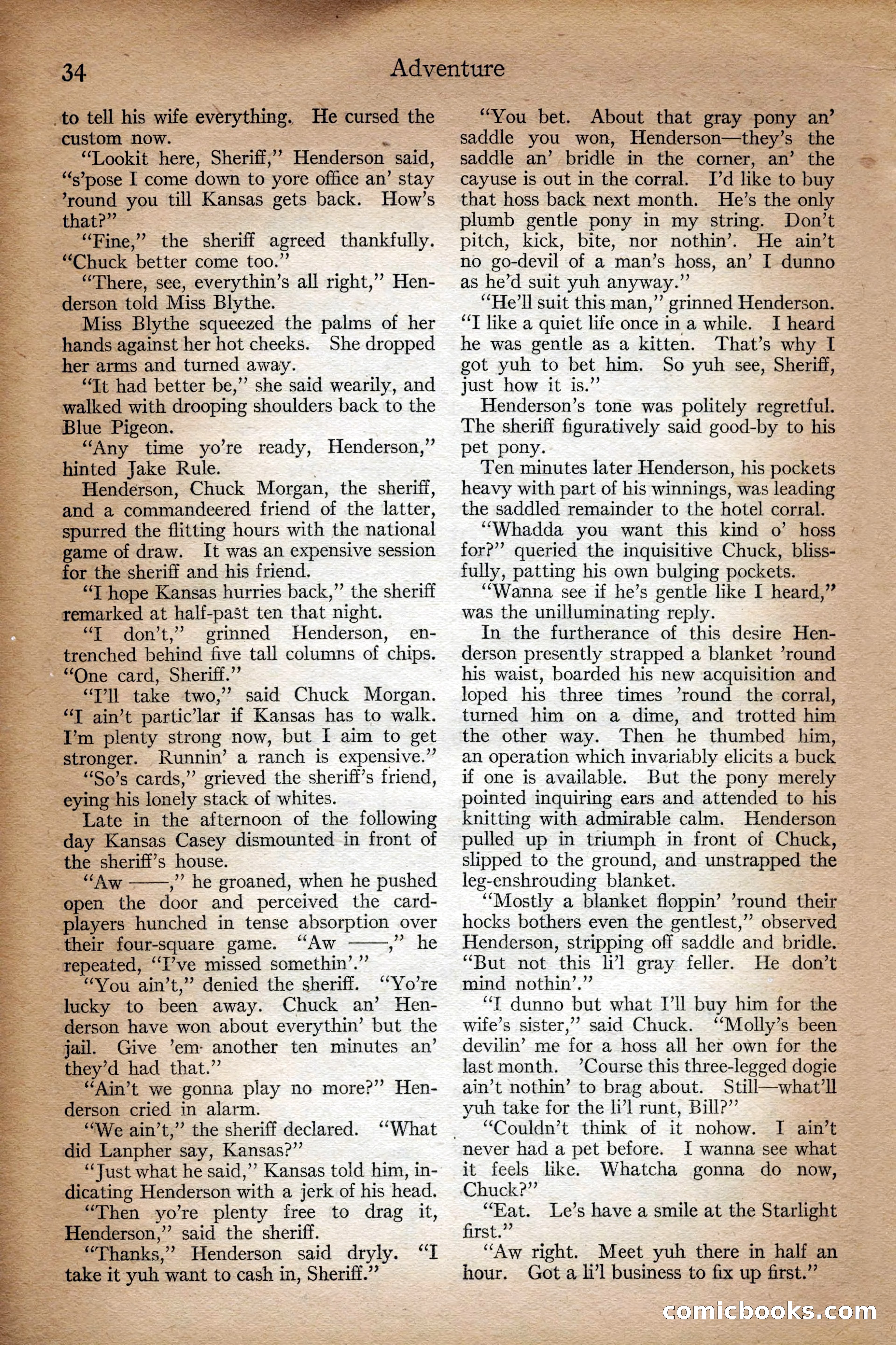 Adventure Magazine Cover, September 3, 1918 — page 36 of 196