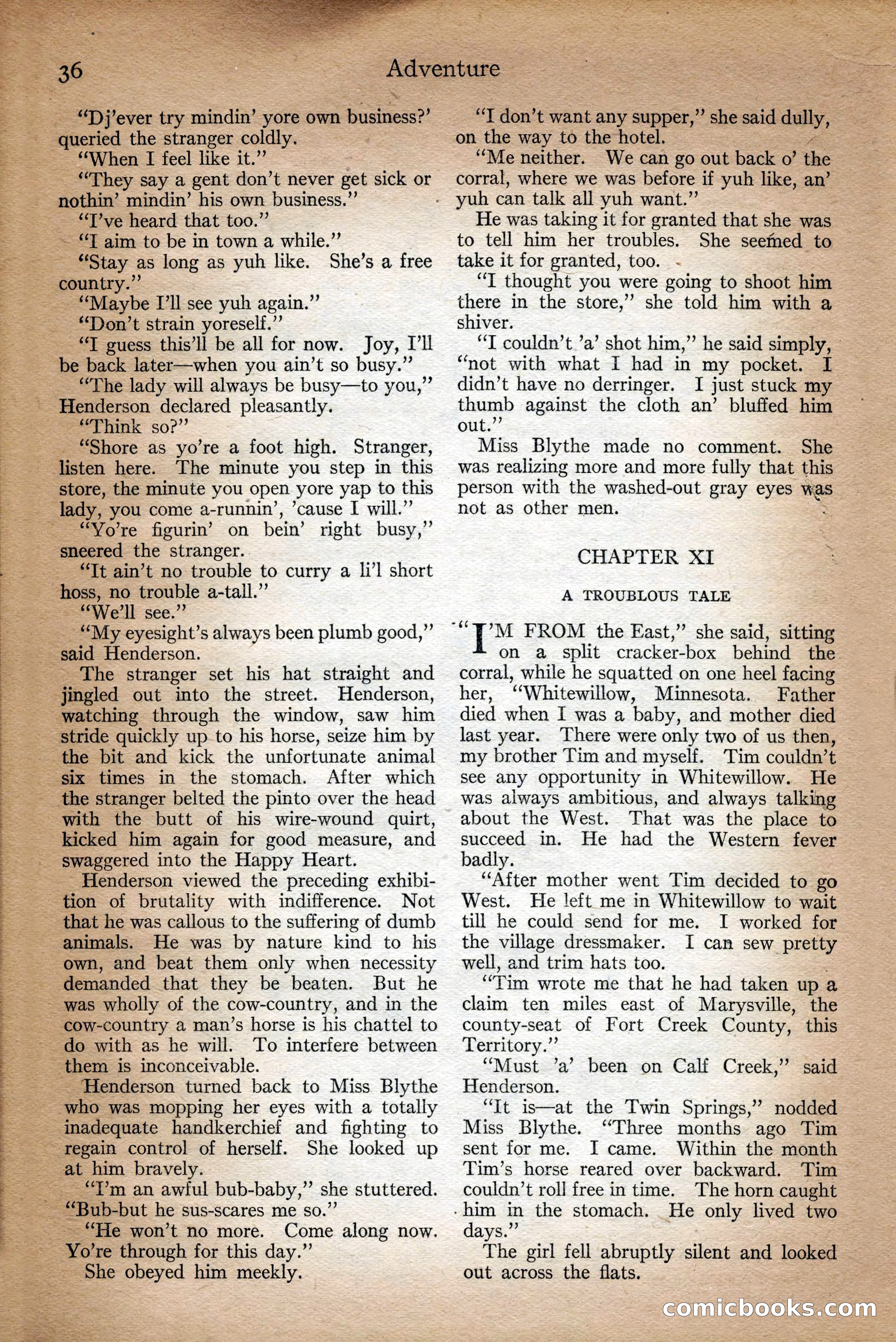 Adventure Magazine Cover, September 3, 1918 — page 38 of 196