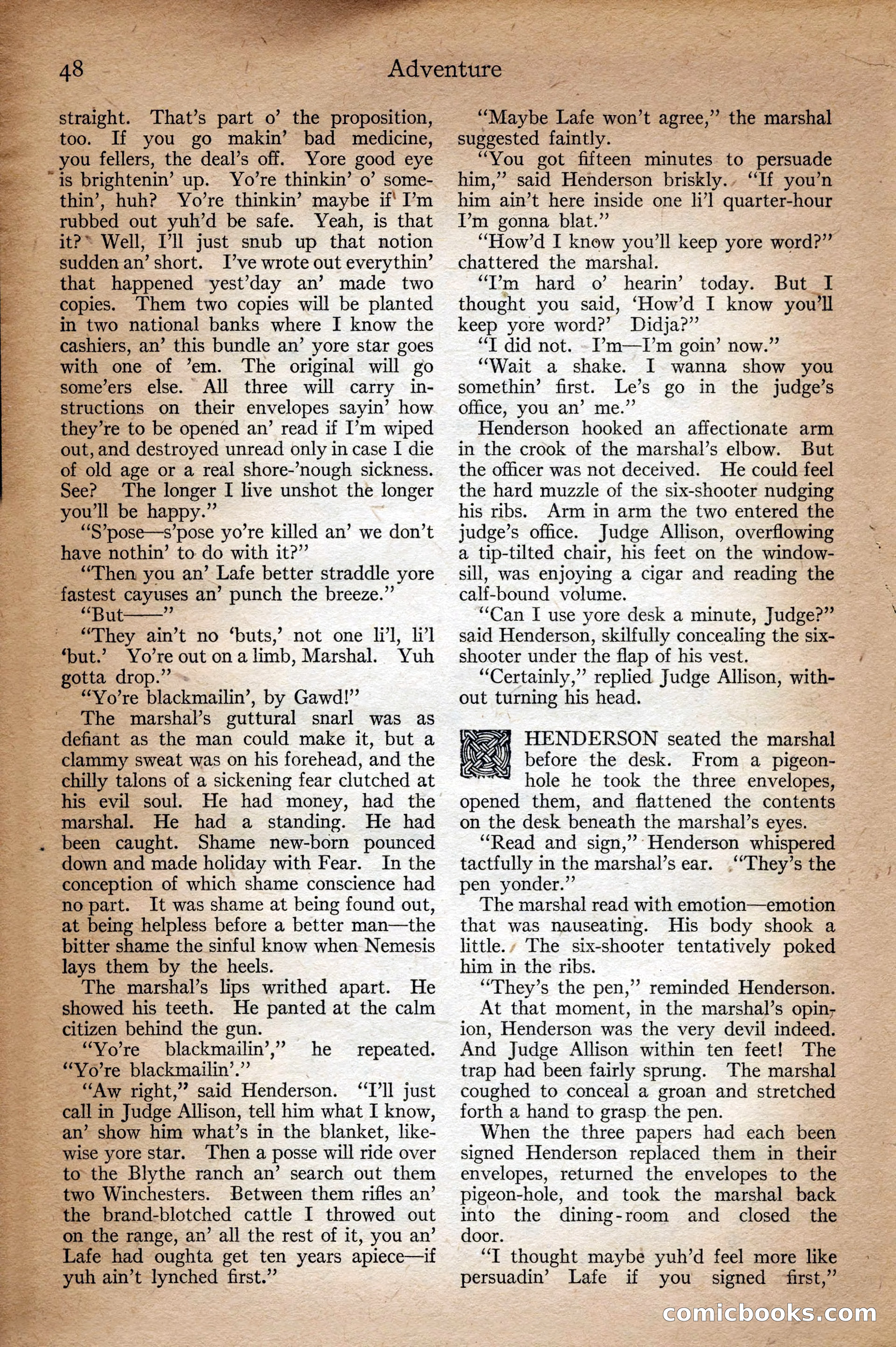 Adventure Magazine Cover, September 3, 1918 — page 50 of 196