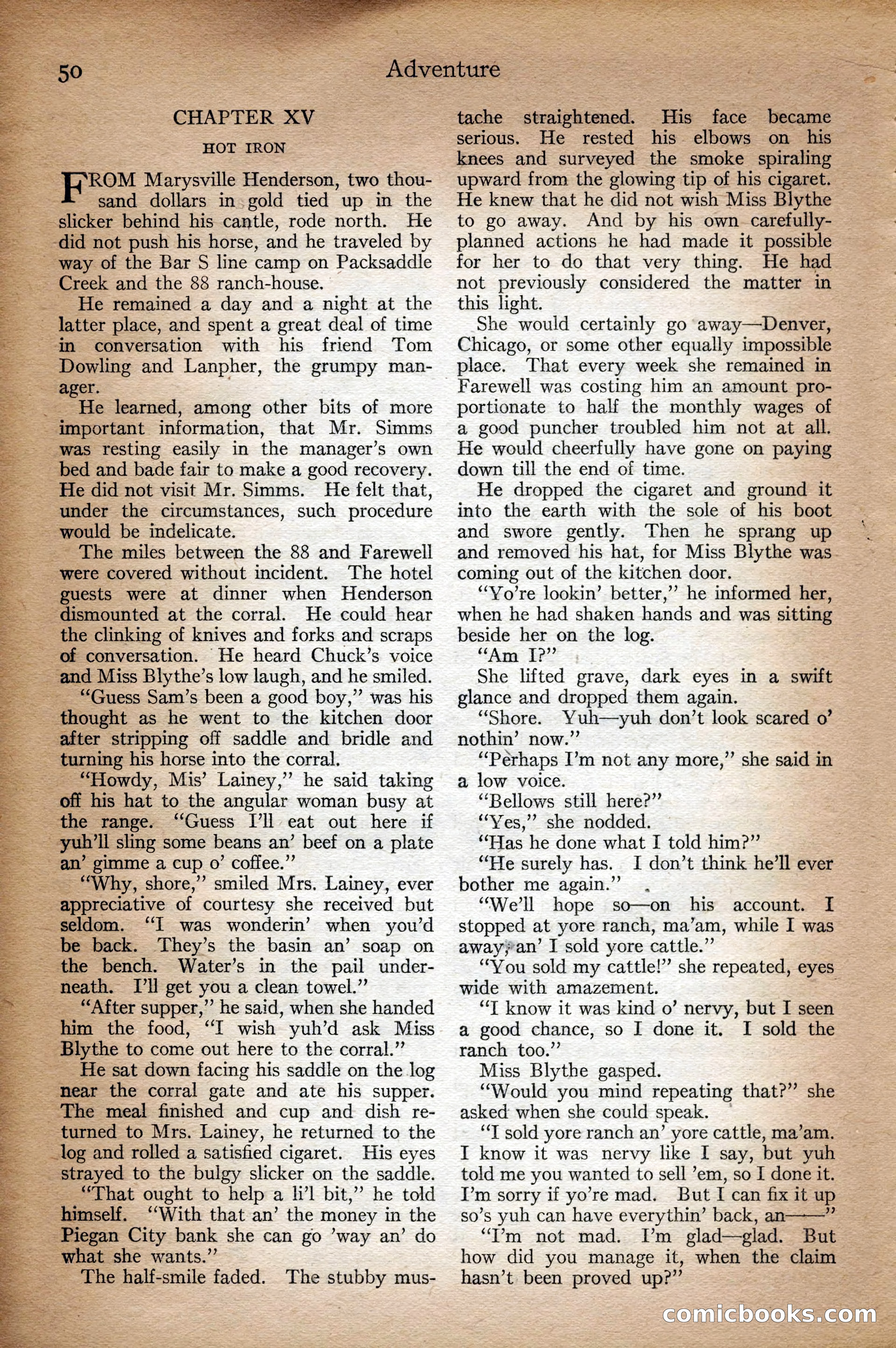 Adventure Magazine Cover, September 3, 1918 — page 52 of 196