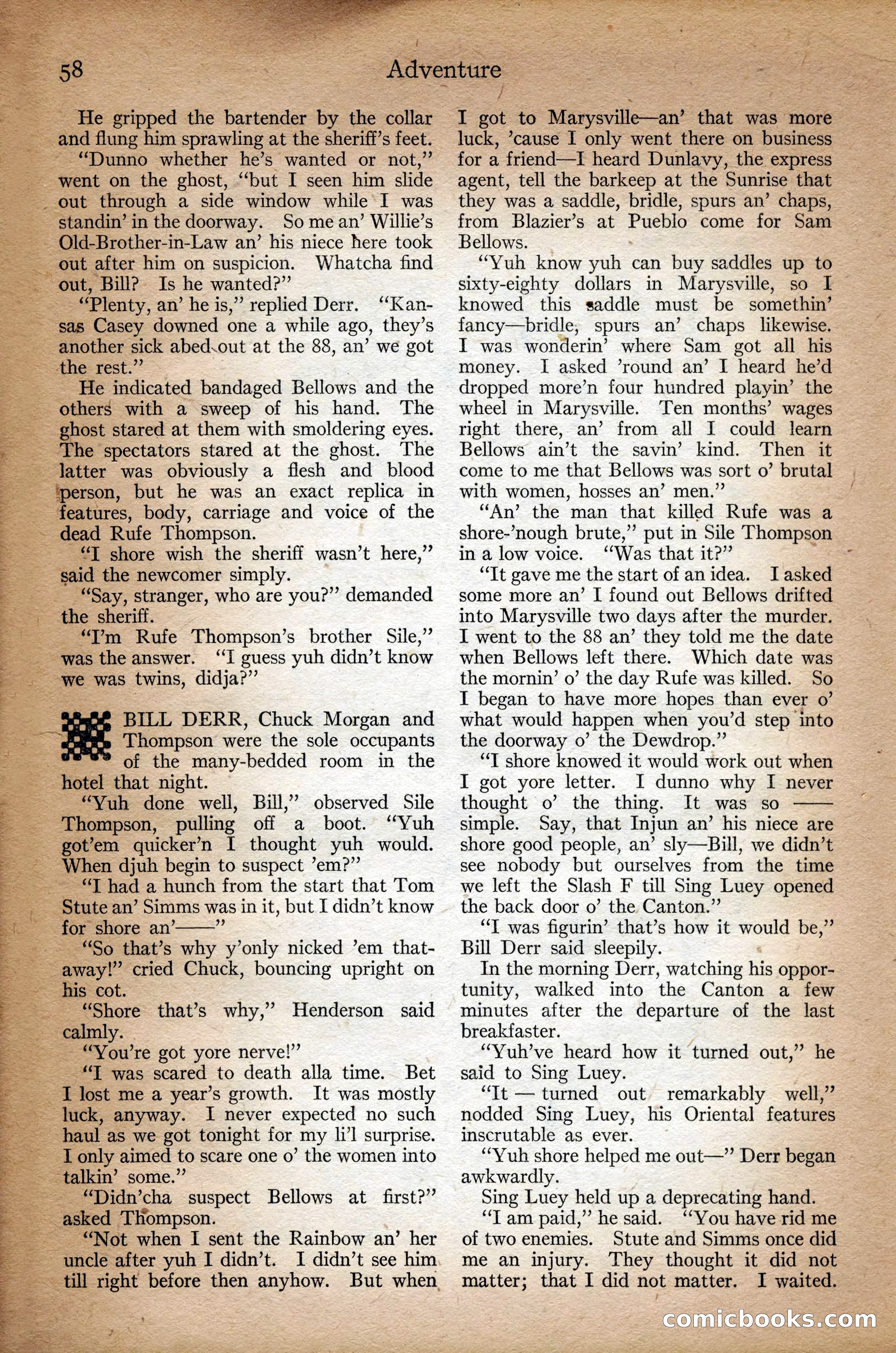 Adventure Magazine Cover, September 3, 1918 — page 60 of 196
