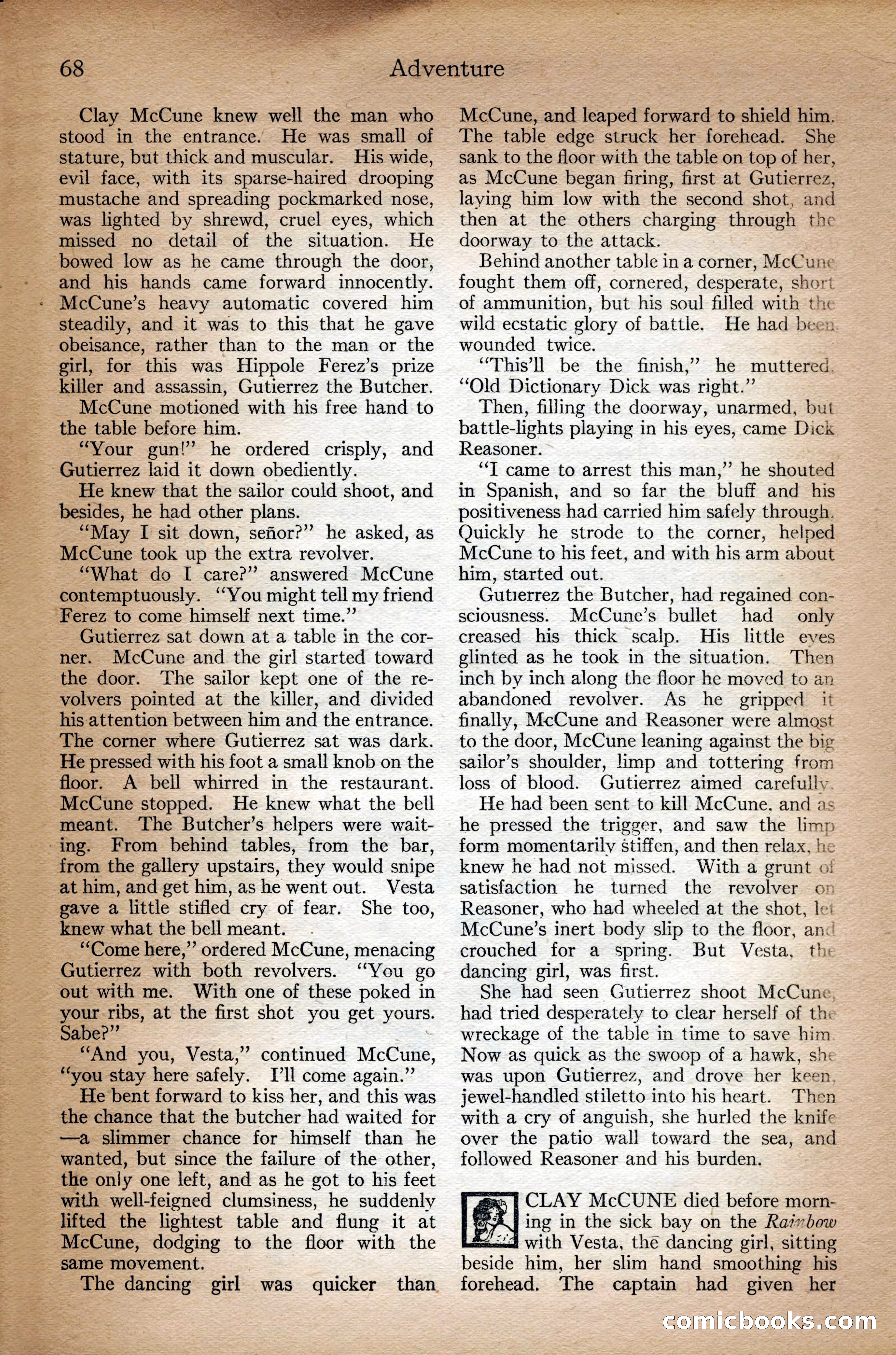 Adventure Magazine Cover, September 3, 1918 — page 70 of 196