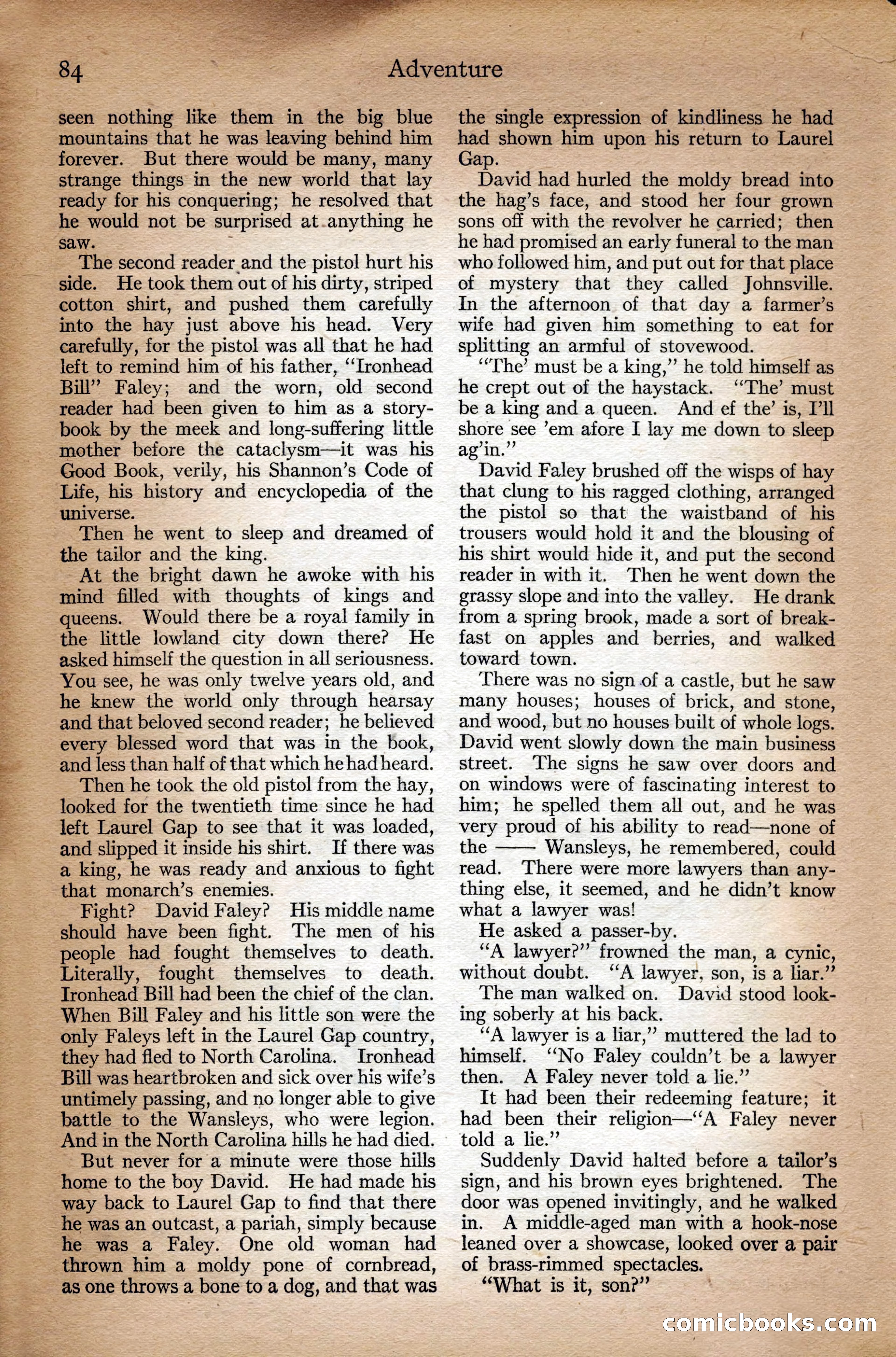 Adventure Magazine Cover, September 3, 1918 — page 86 of 196