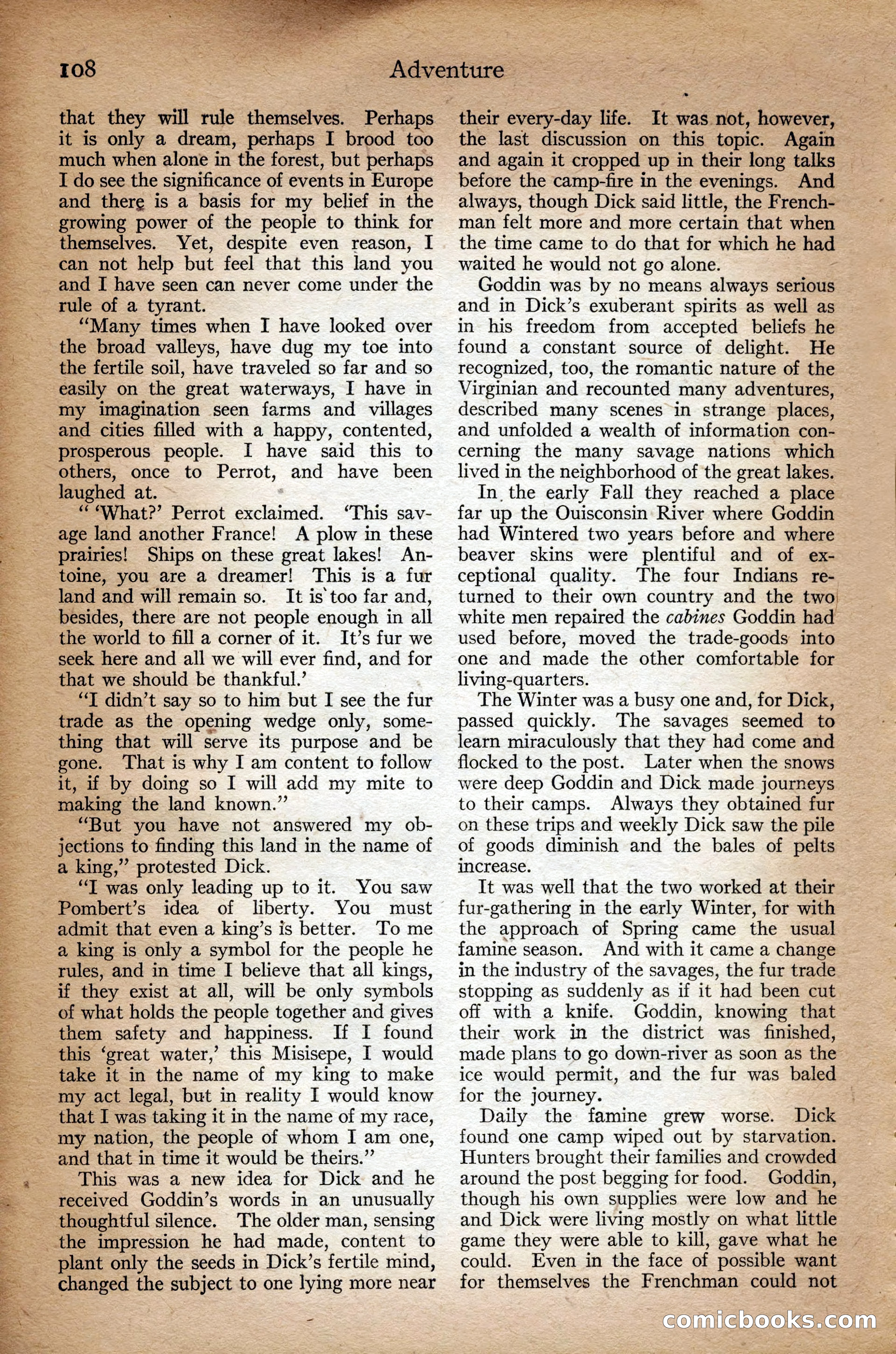 Adventure Magazine Cover, September 3, 1918 — page 110 of 196