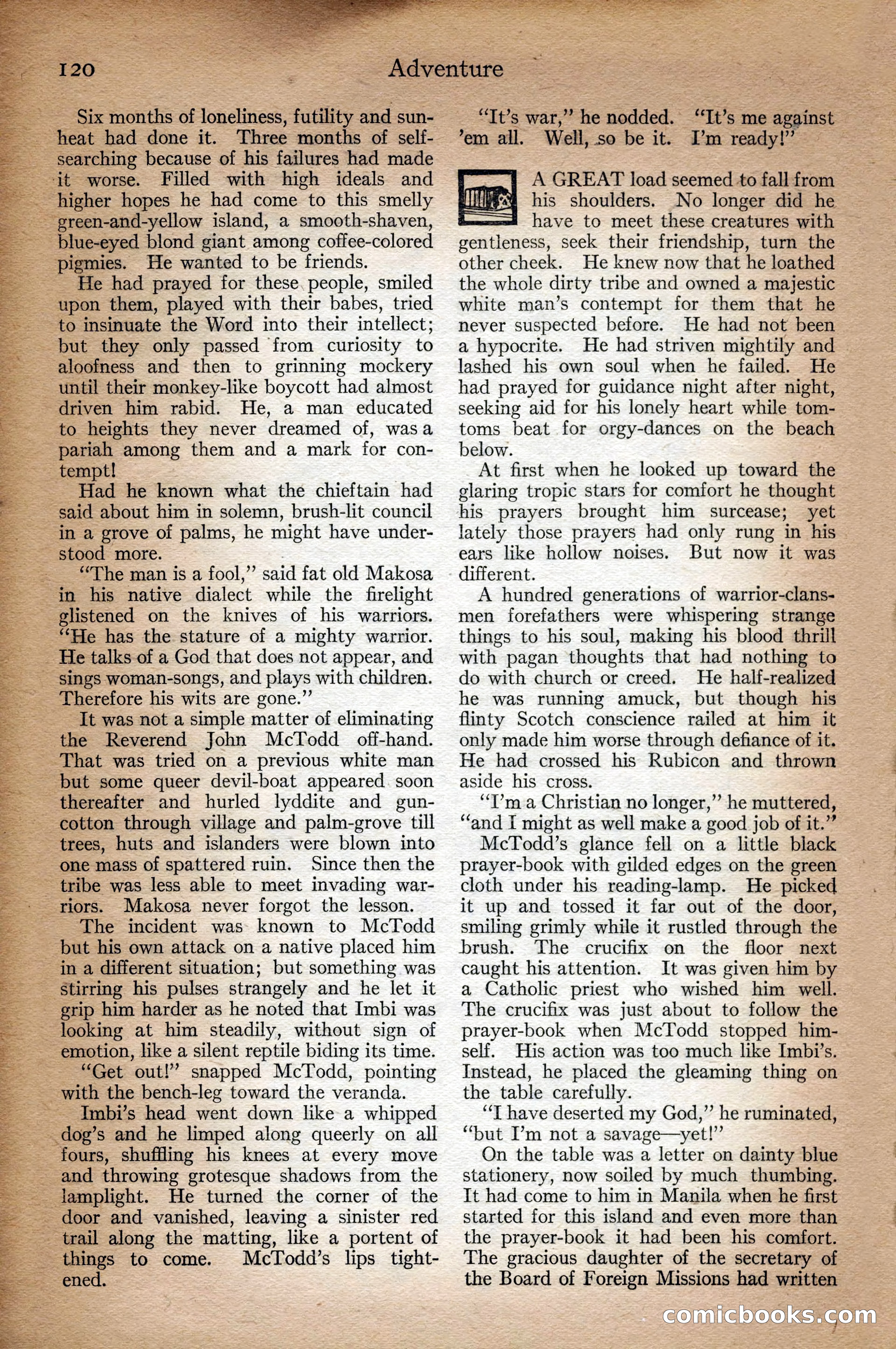 Adventure Magazine Cover, September 3, 1918 — page 122 of 196