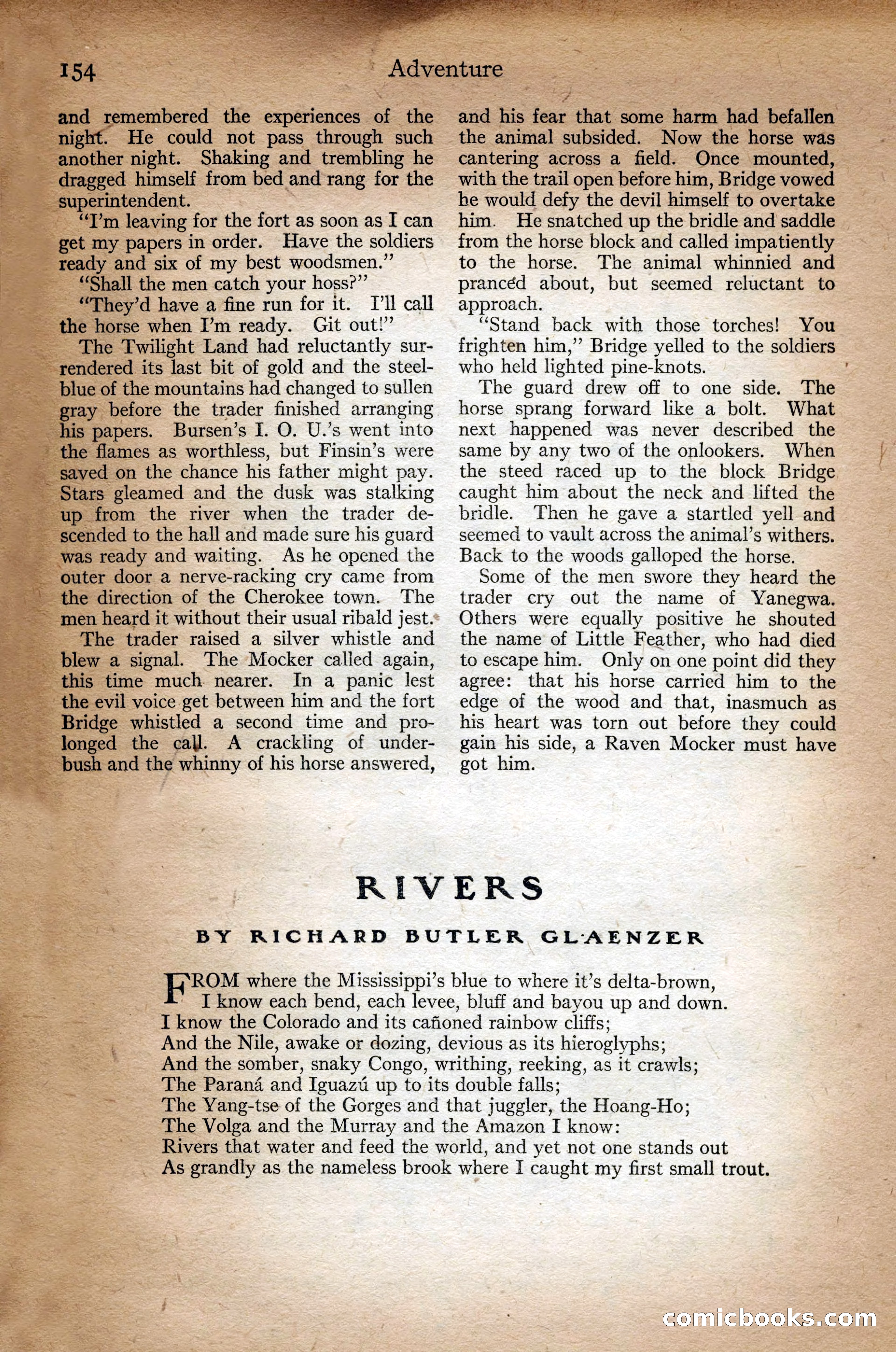 Adventure Magazine Cover, September 3, 1918 — page 156 of 196