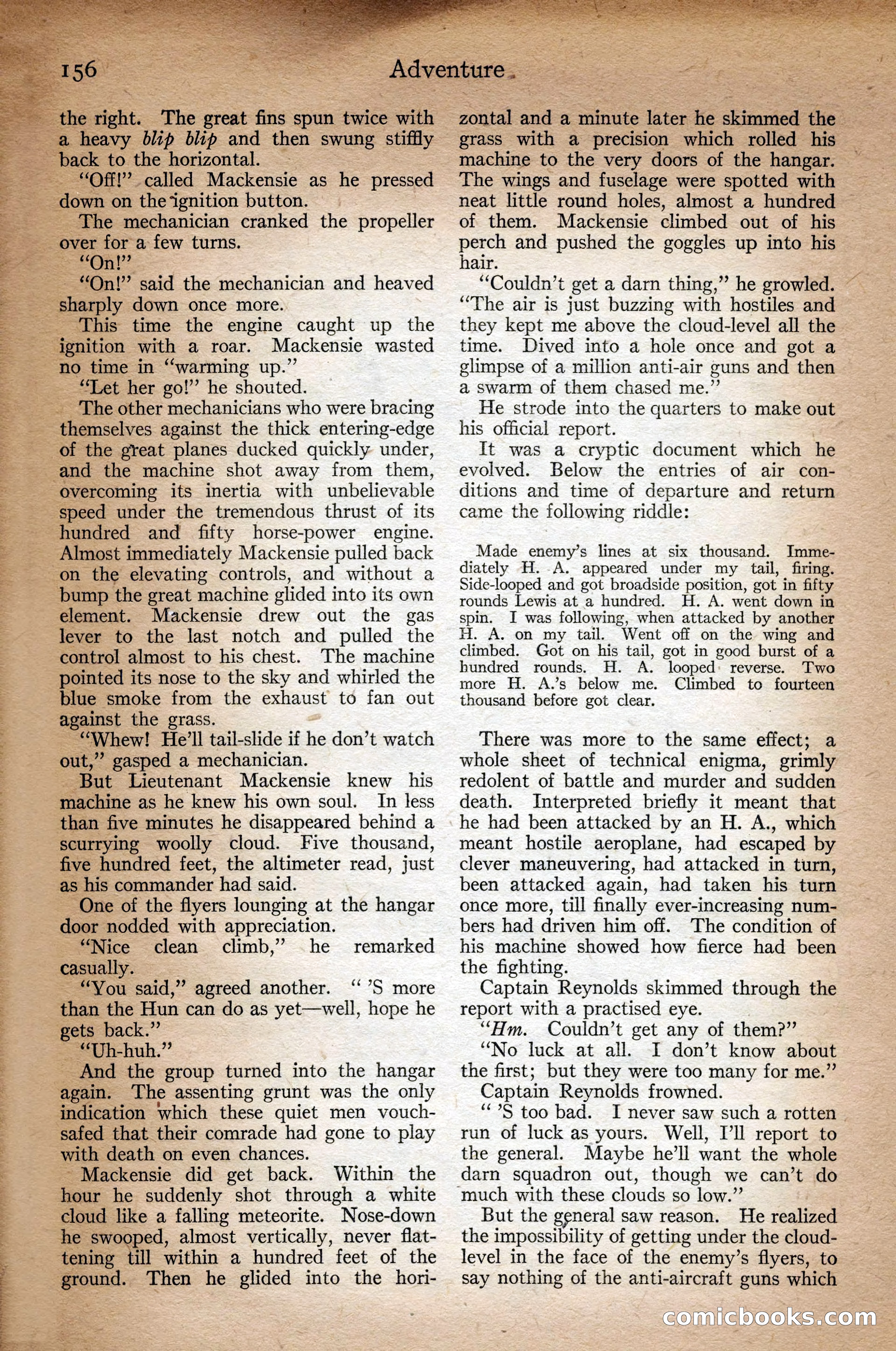 Adventure Magazine Cover, September 3, 1918 — page 158 of 196