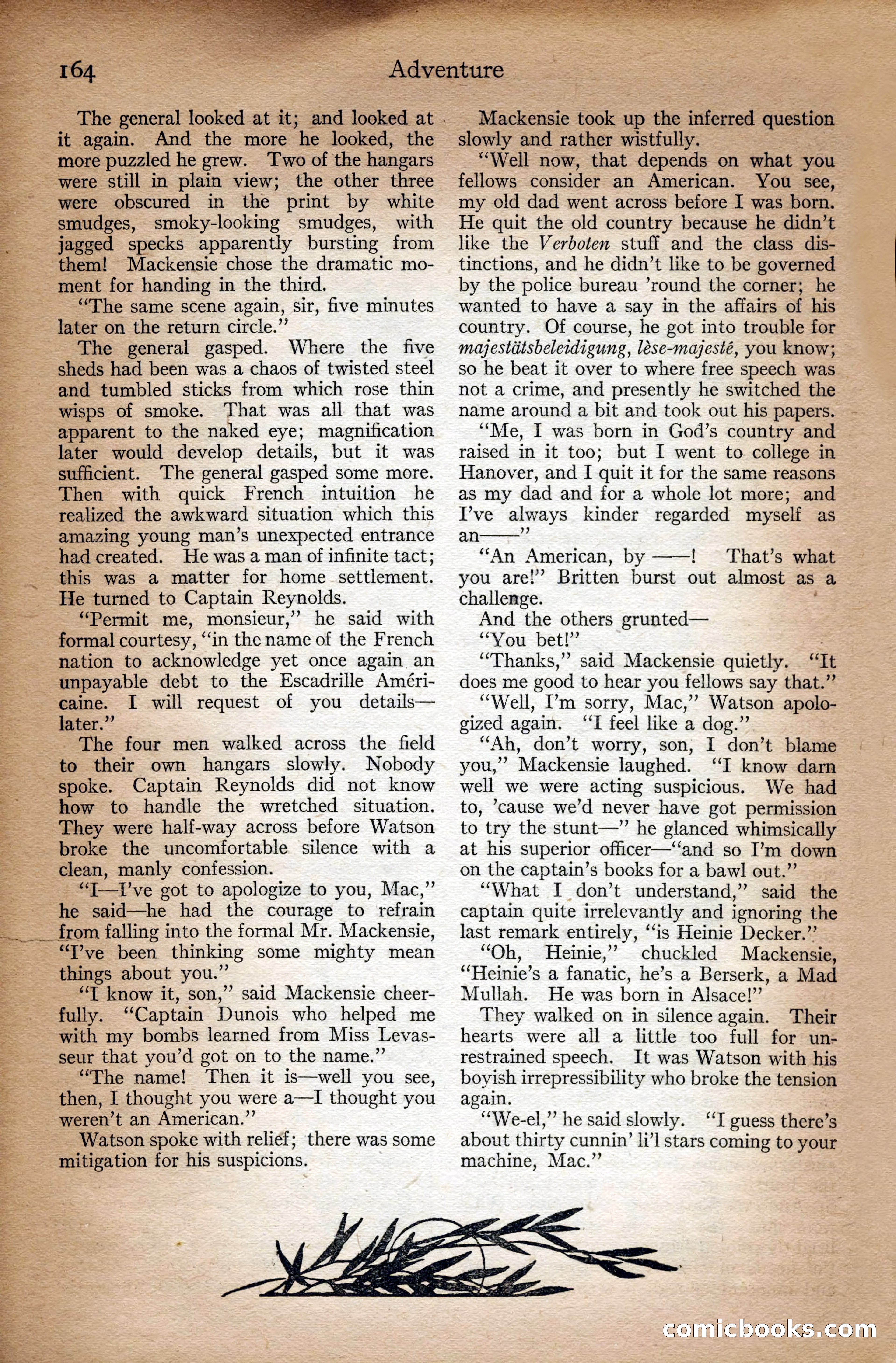 Adventure Magazine Cover, September 3, 1918 — page 166 of 196
