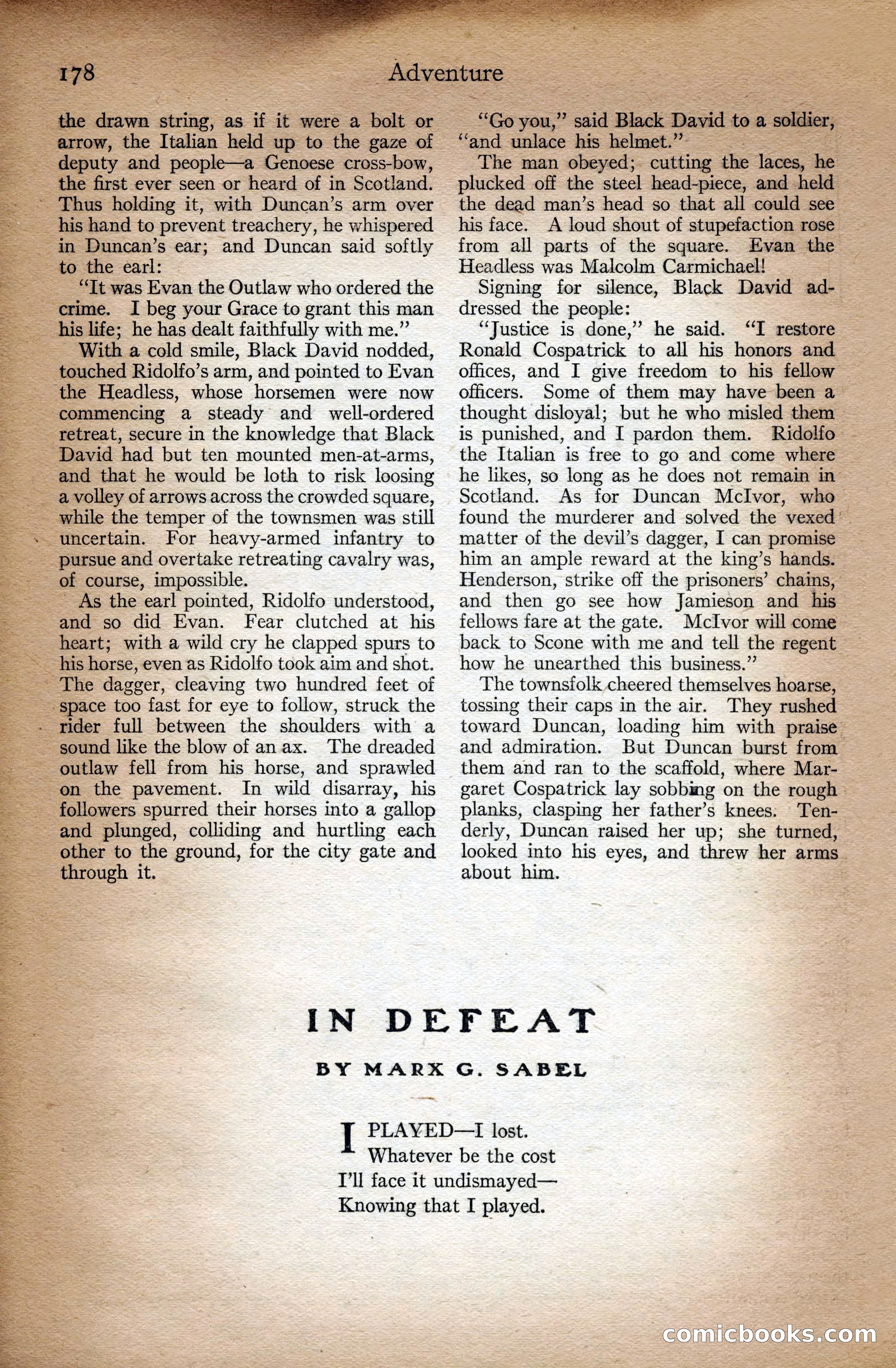 Adventure Magazine Cover, September 3, 1918 — page 180 of 196