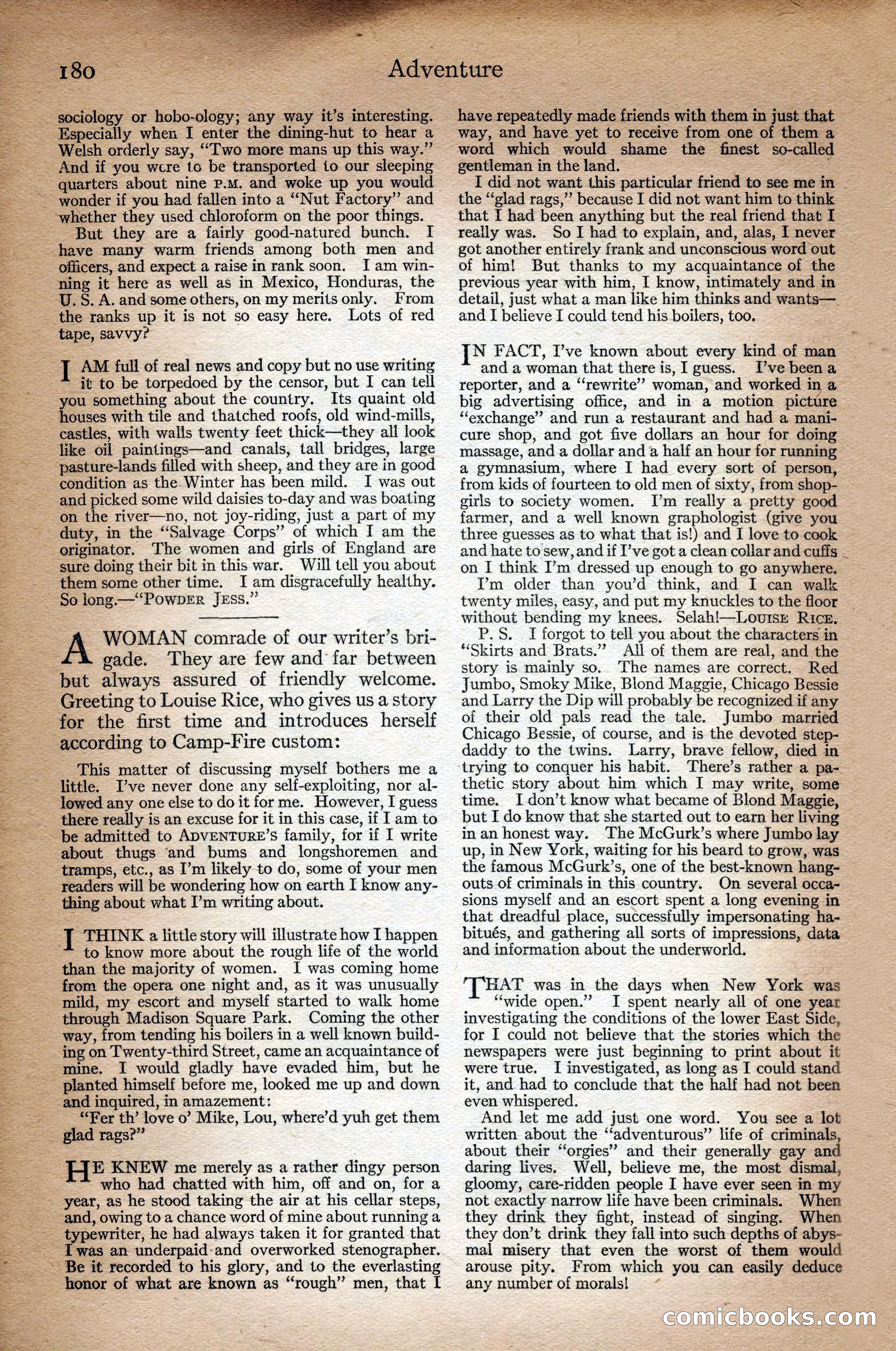 Adventure Magazine Cover, September 3, 1918 — page 182 of 196