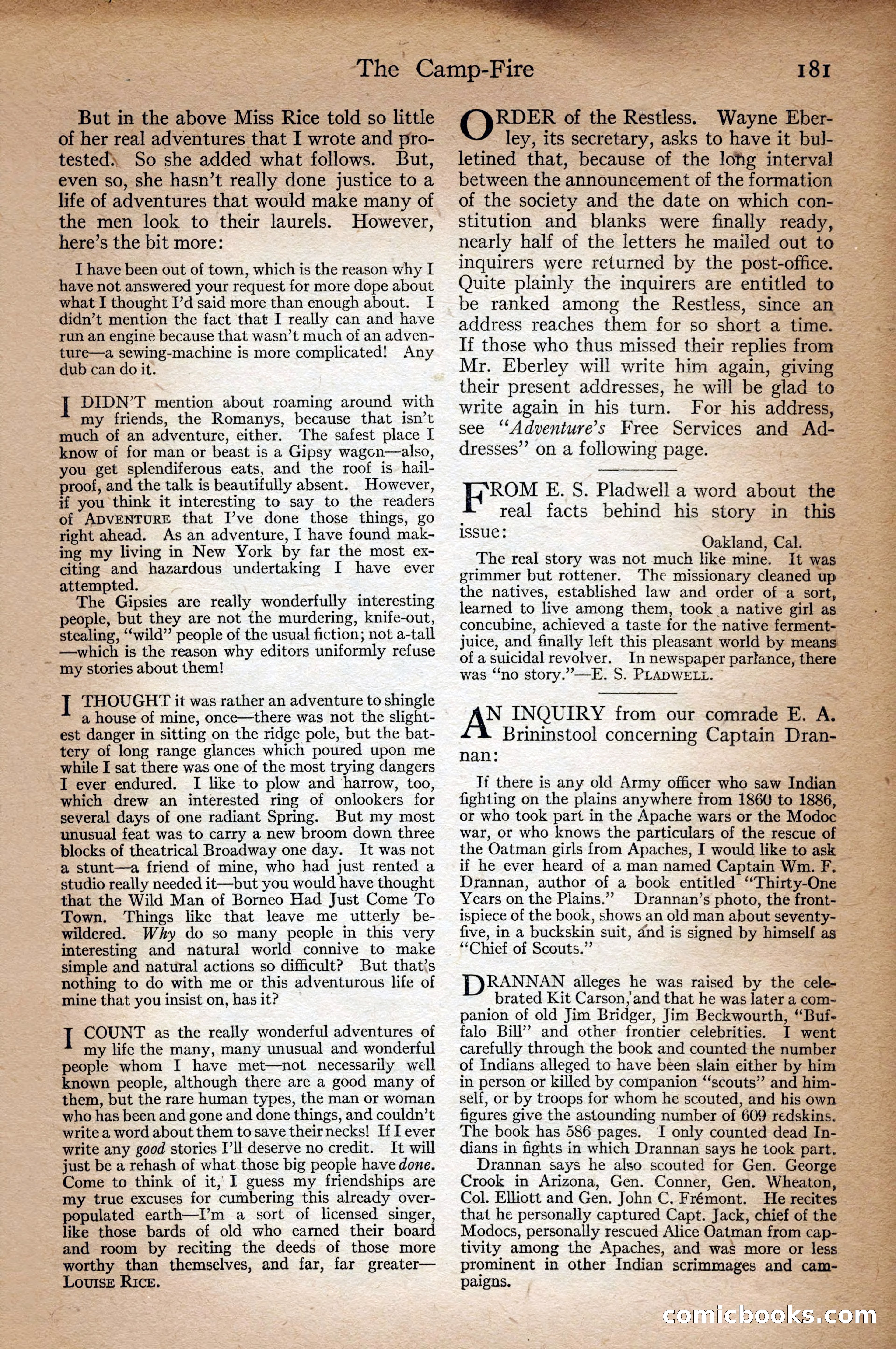 Adventure Magazine Cover, September 3, 1918 — page 183 of 196