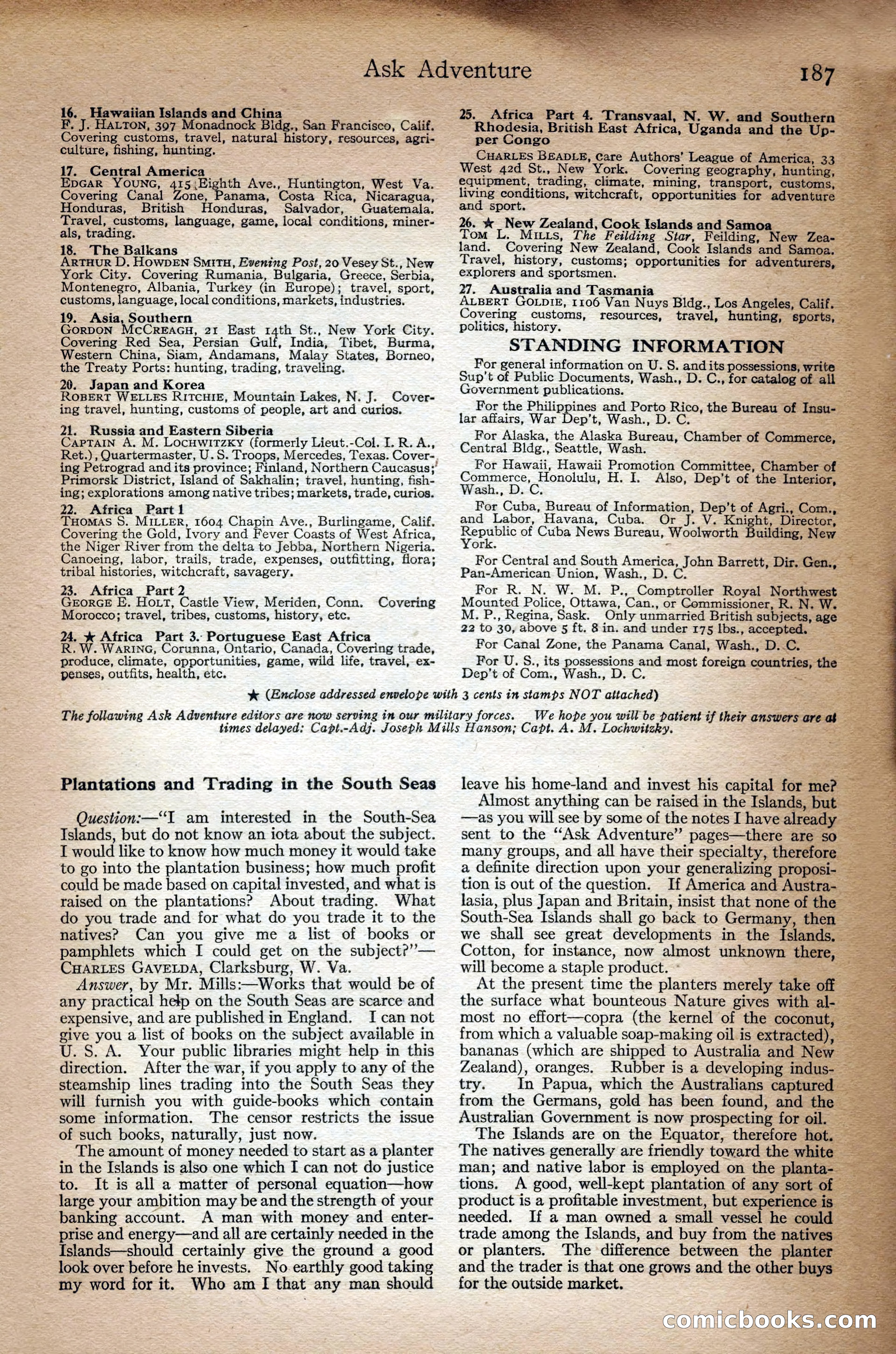 Adventure Magazine Cover, September 3, 1918 — page 189 of 196