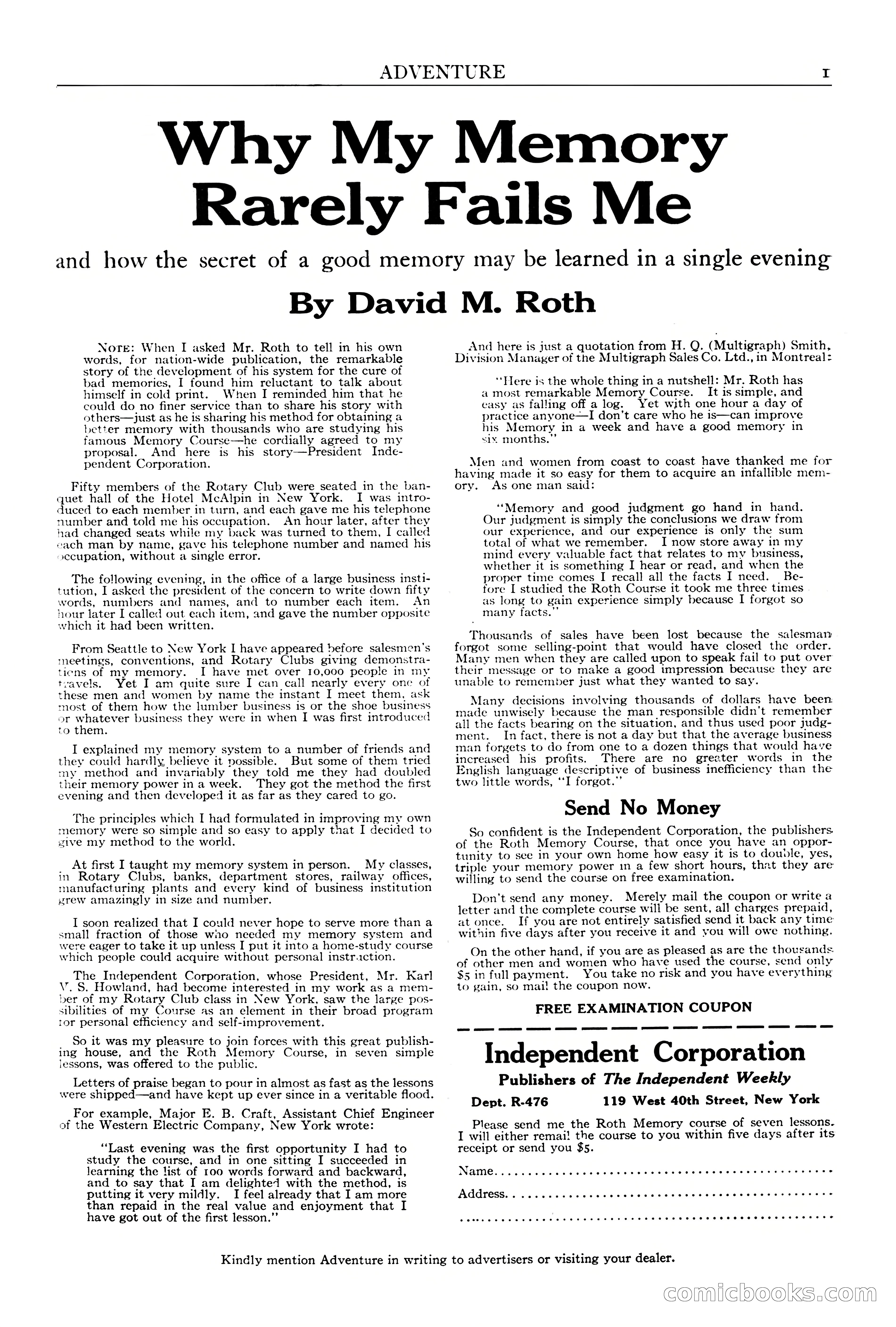 Adventure Magazine, June 3, 1919 — page 3 of 200