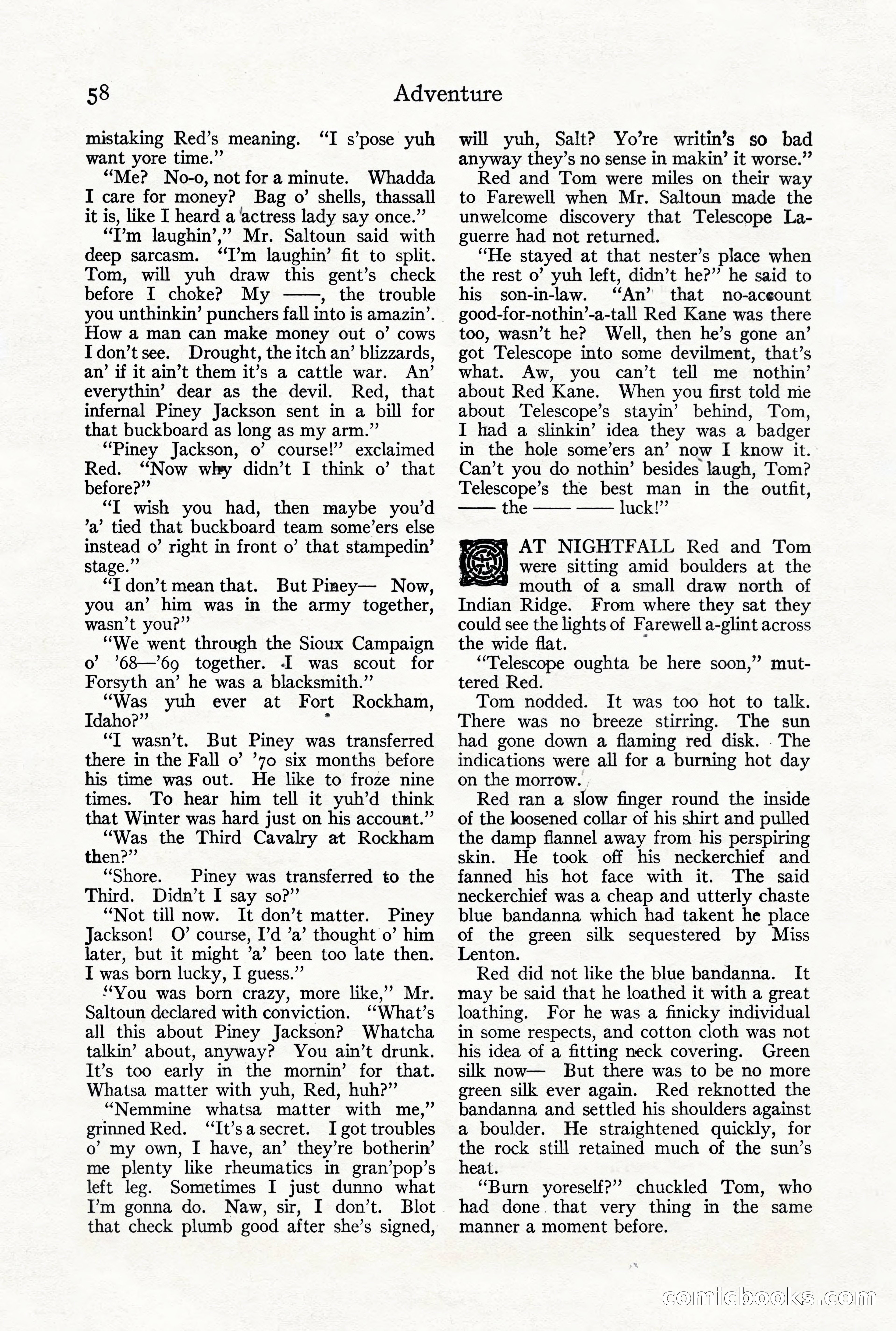 Adventure Magazine, October 3, 1919 — page 72 of 206