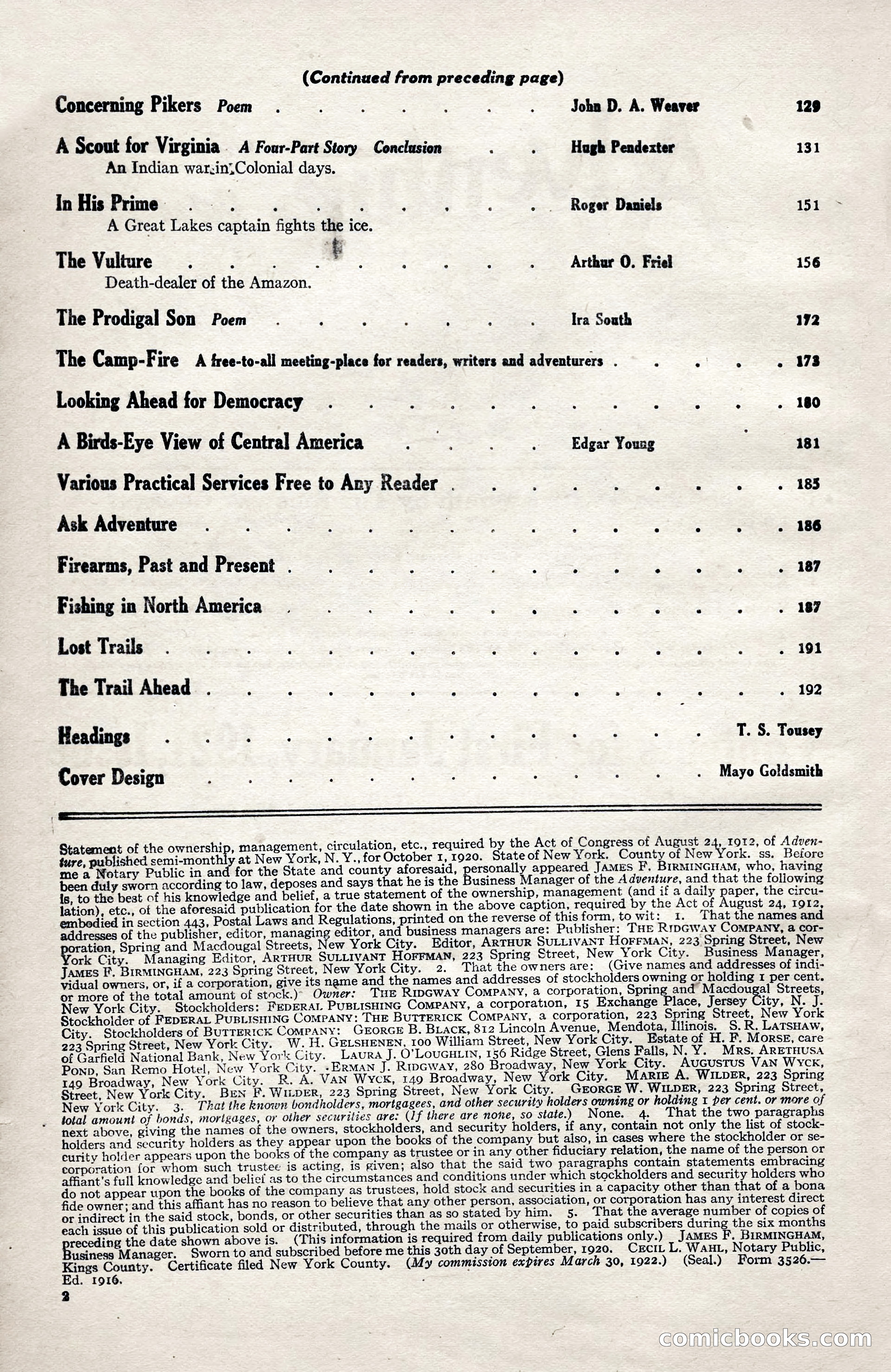 Adventure Magazine, January 3, 1921 — page 12 of 204