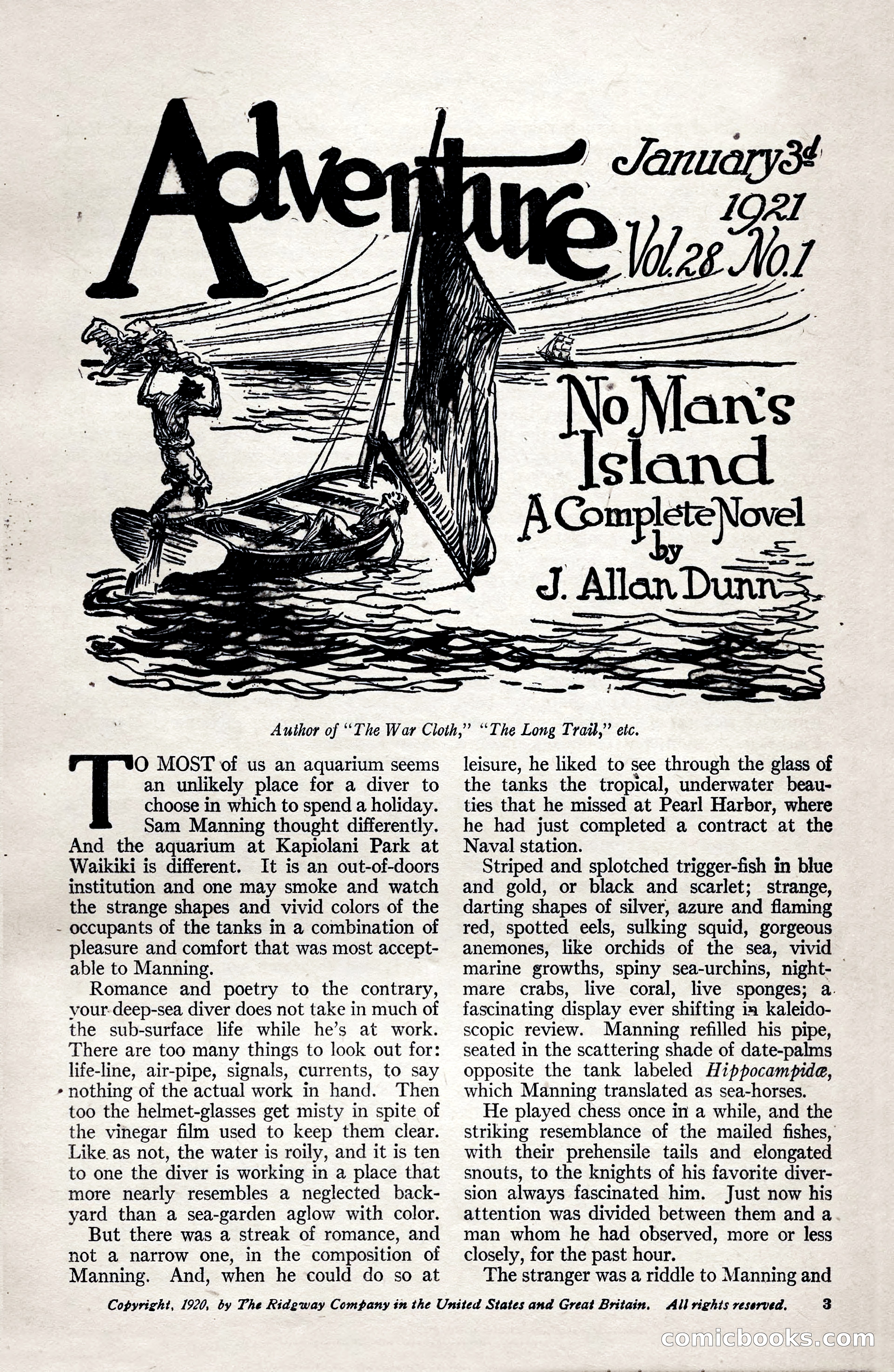 Adventure Magazine, January 3, 1921 — page 13 of 204