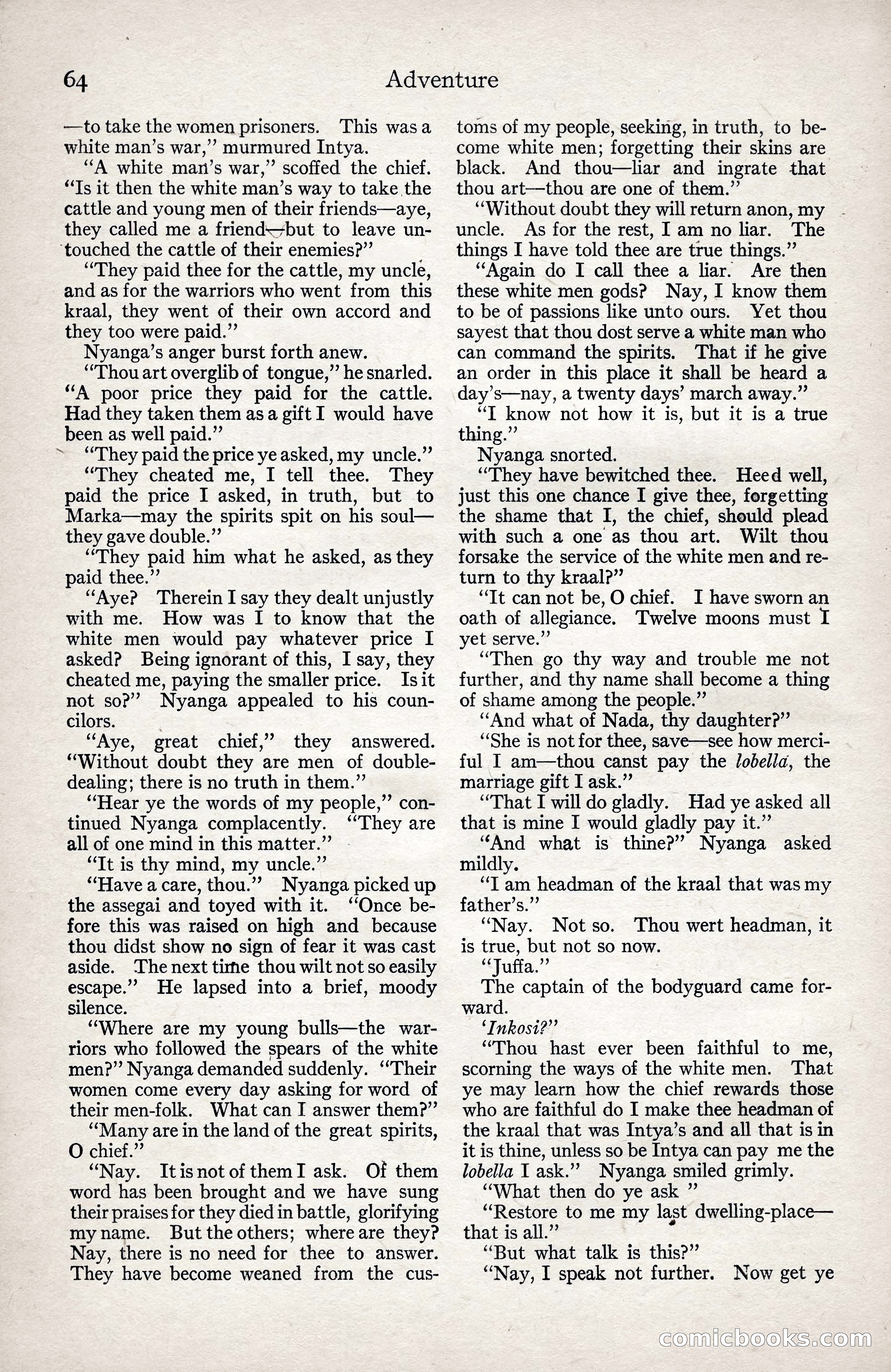 Adventure Magazine, January 3, 1921 — page 74 of 204